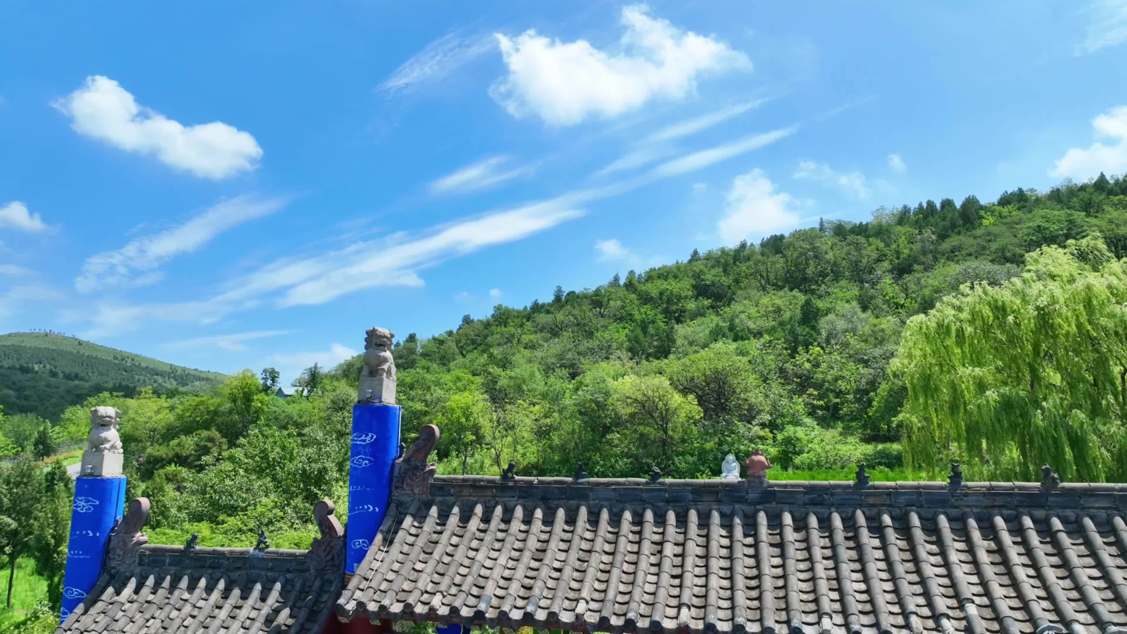 郎公寺 兰陵大宗山朗公寺 航拍郎公寺视频素材画面1