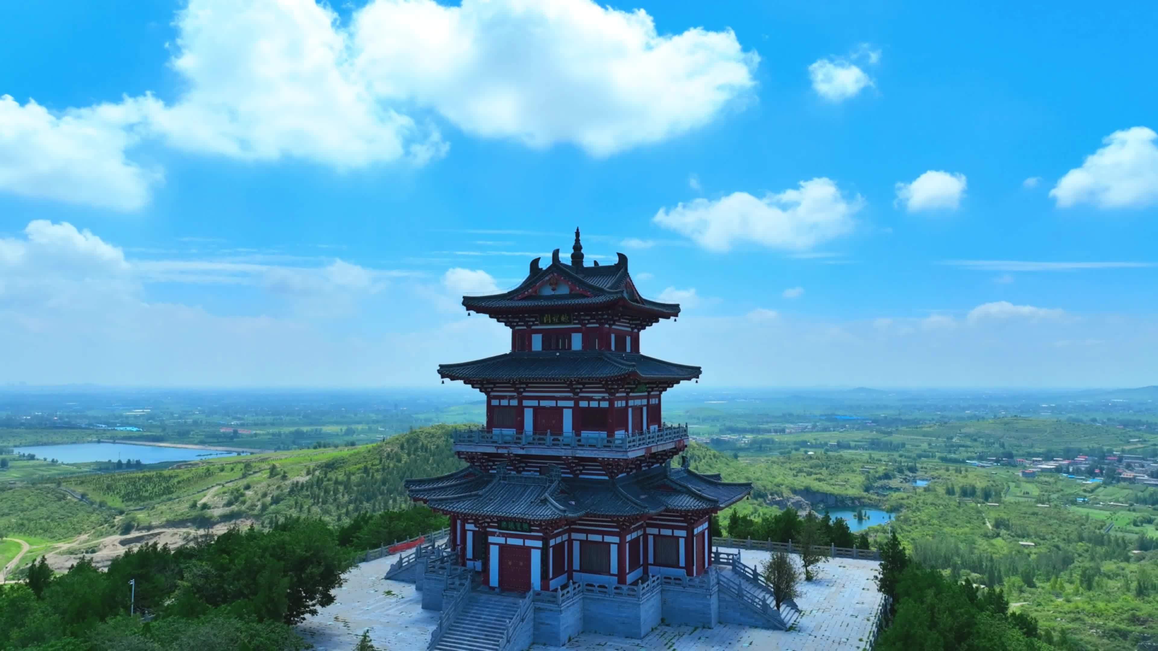 郎公寺 兰陵大宗山朗公寺 航拍郎公寺视频素材画面2