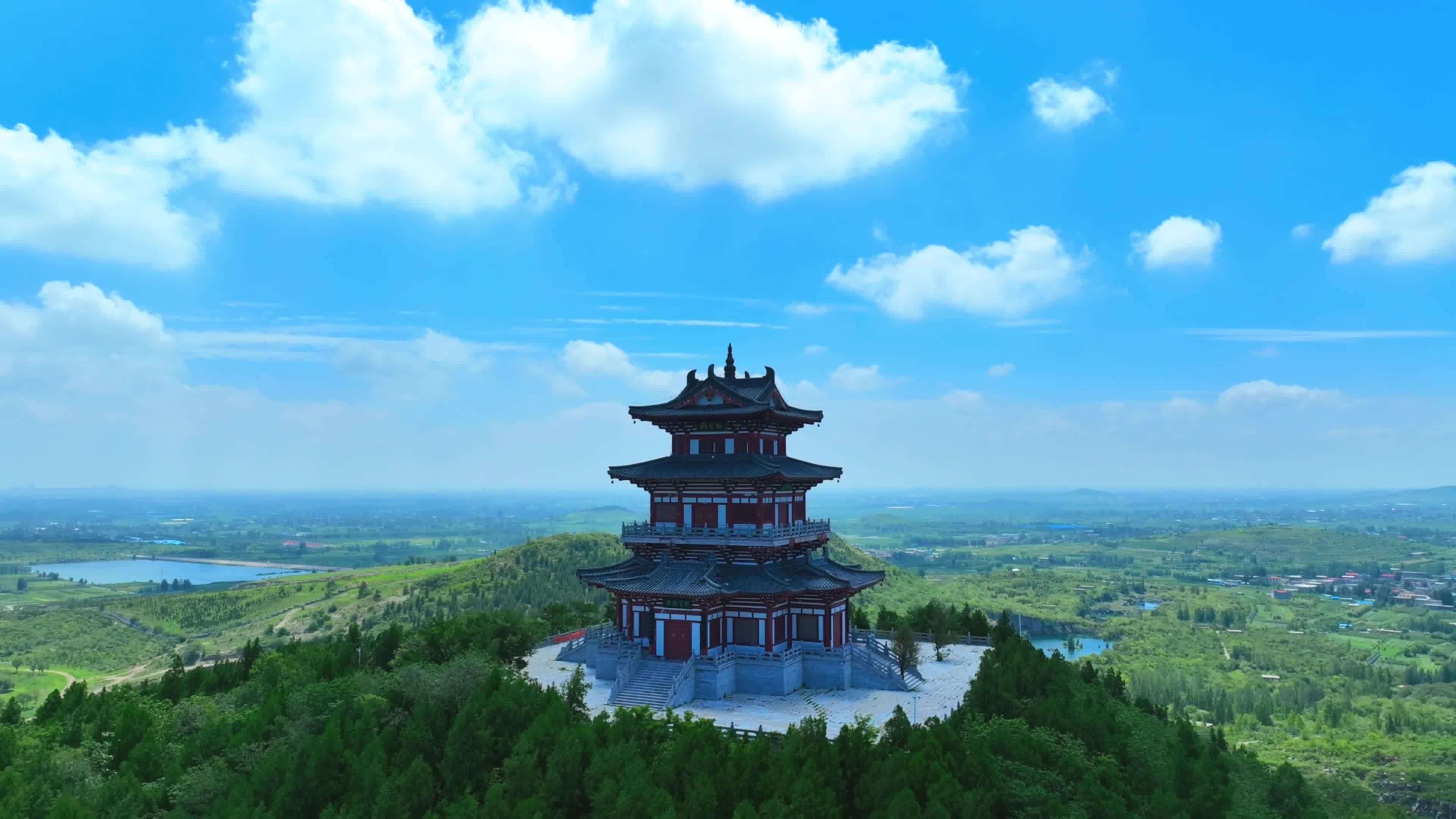 郎公寺 兰陵大宗山朗公寺 航拍郎公寺视频素材画面3