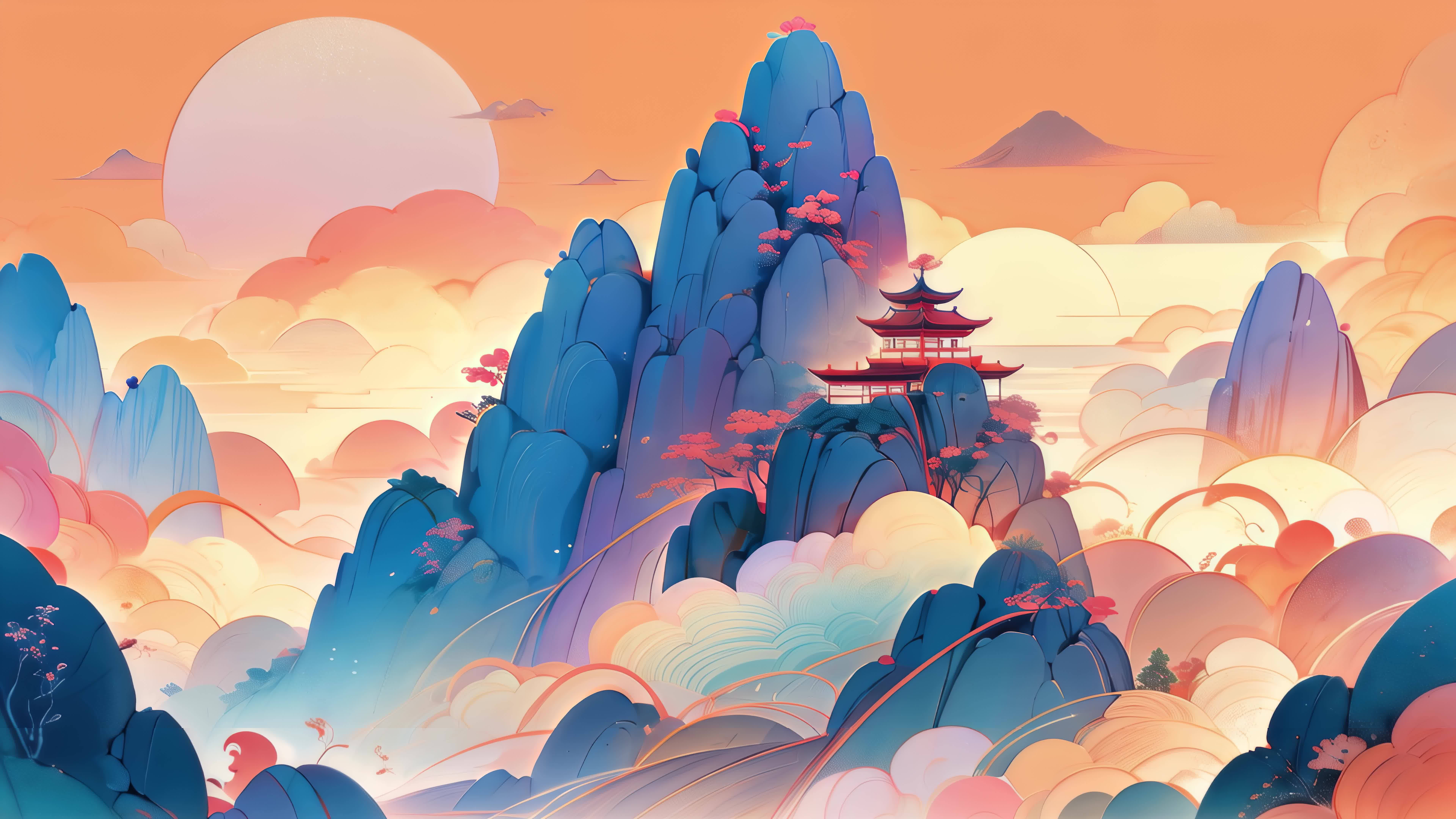 【8K】唯美水墨风山水画卷古风背景视频素材画面2