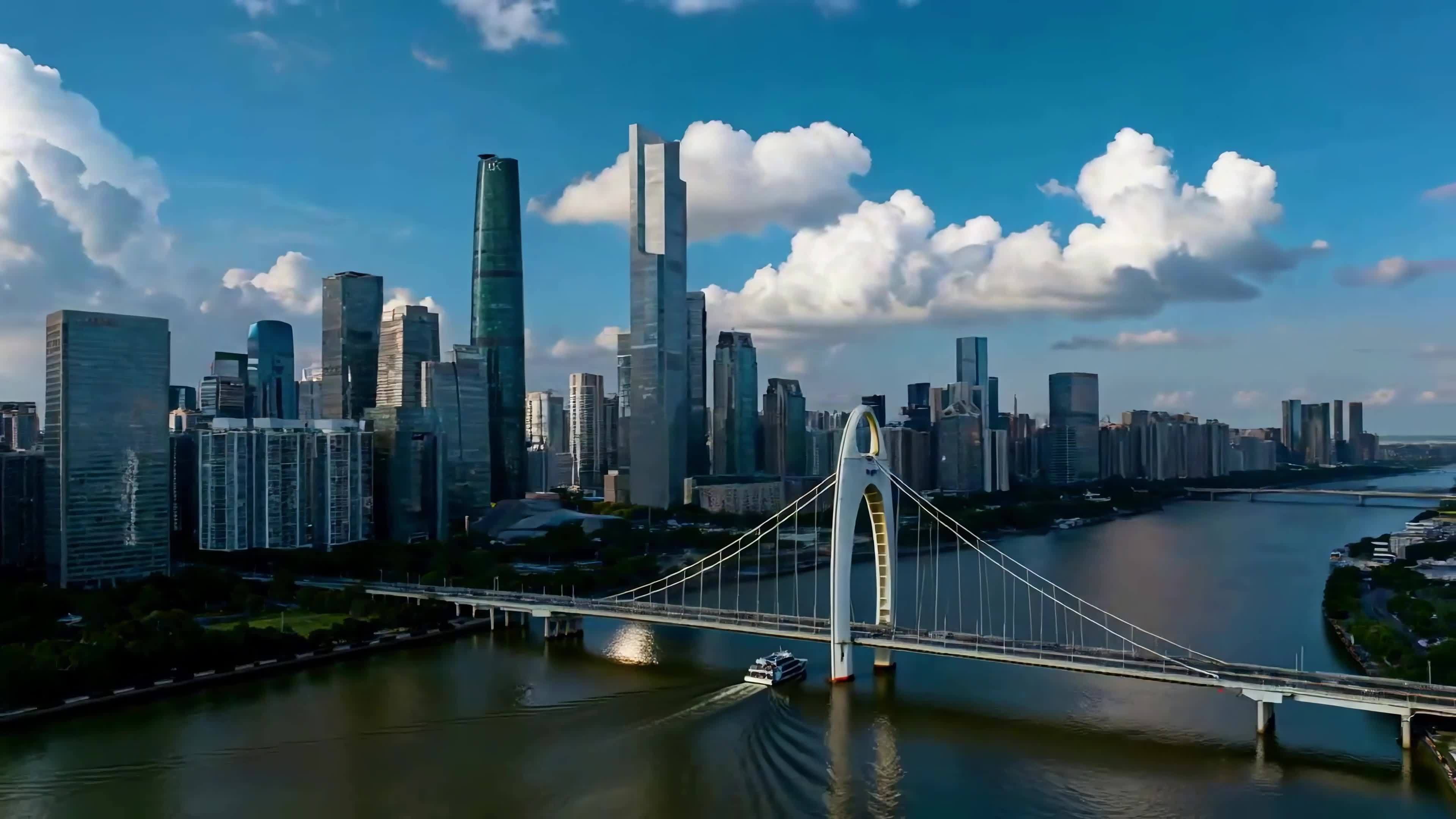 广州地标建筑天际线视频素材画面2