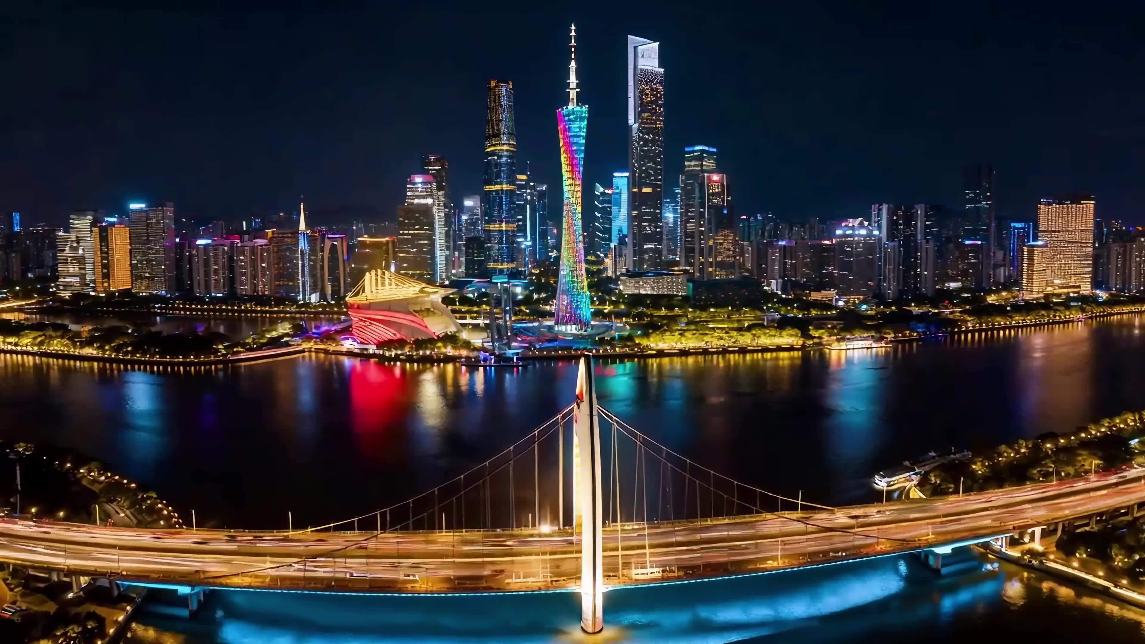 广州地标建筑延时摄影视频素材画面1