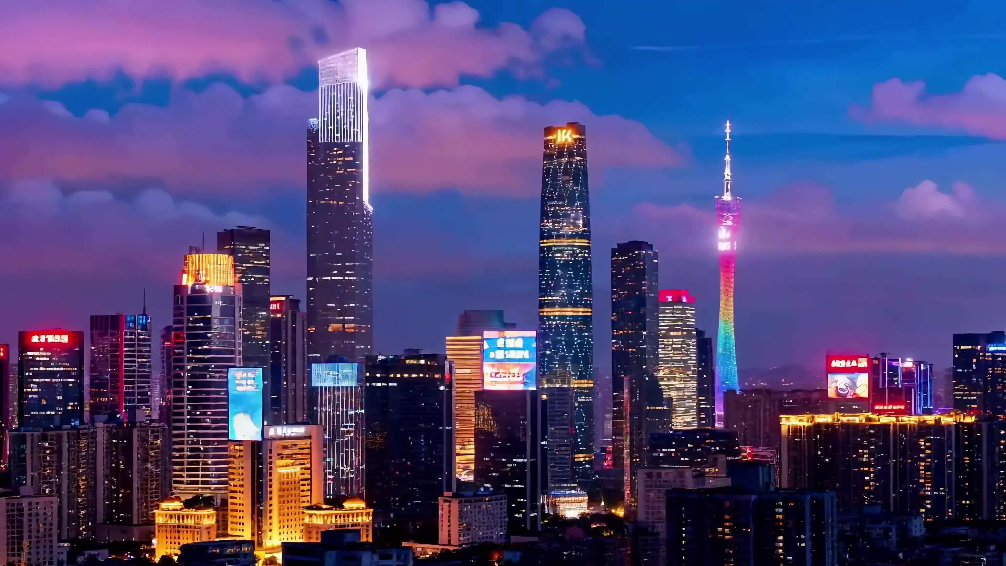 广州地标建筑延时摄影视频素材画面4