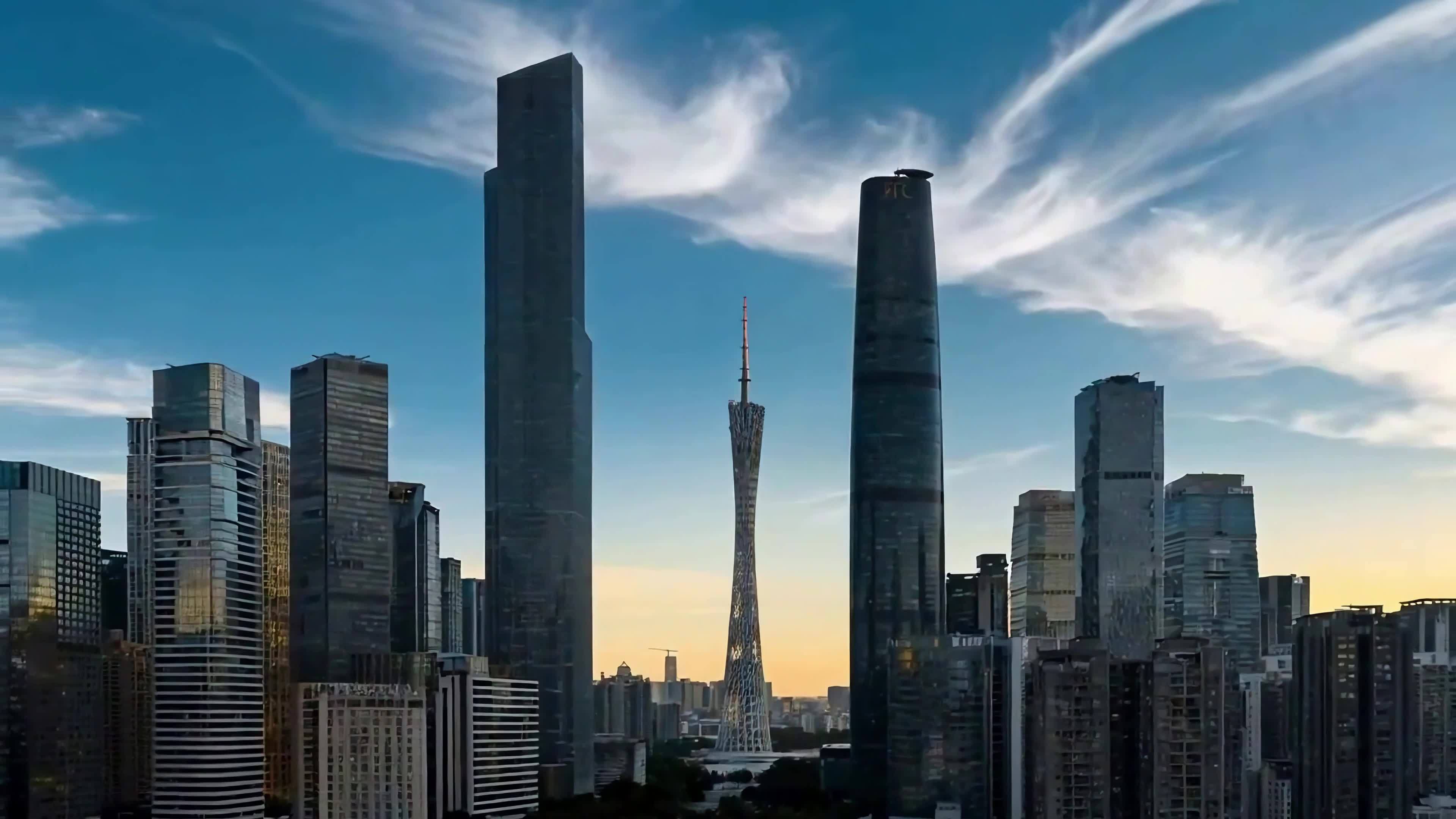 广州城市天际线航拍视频素材画面2