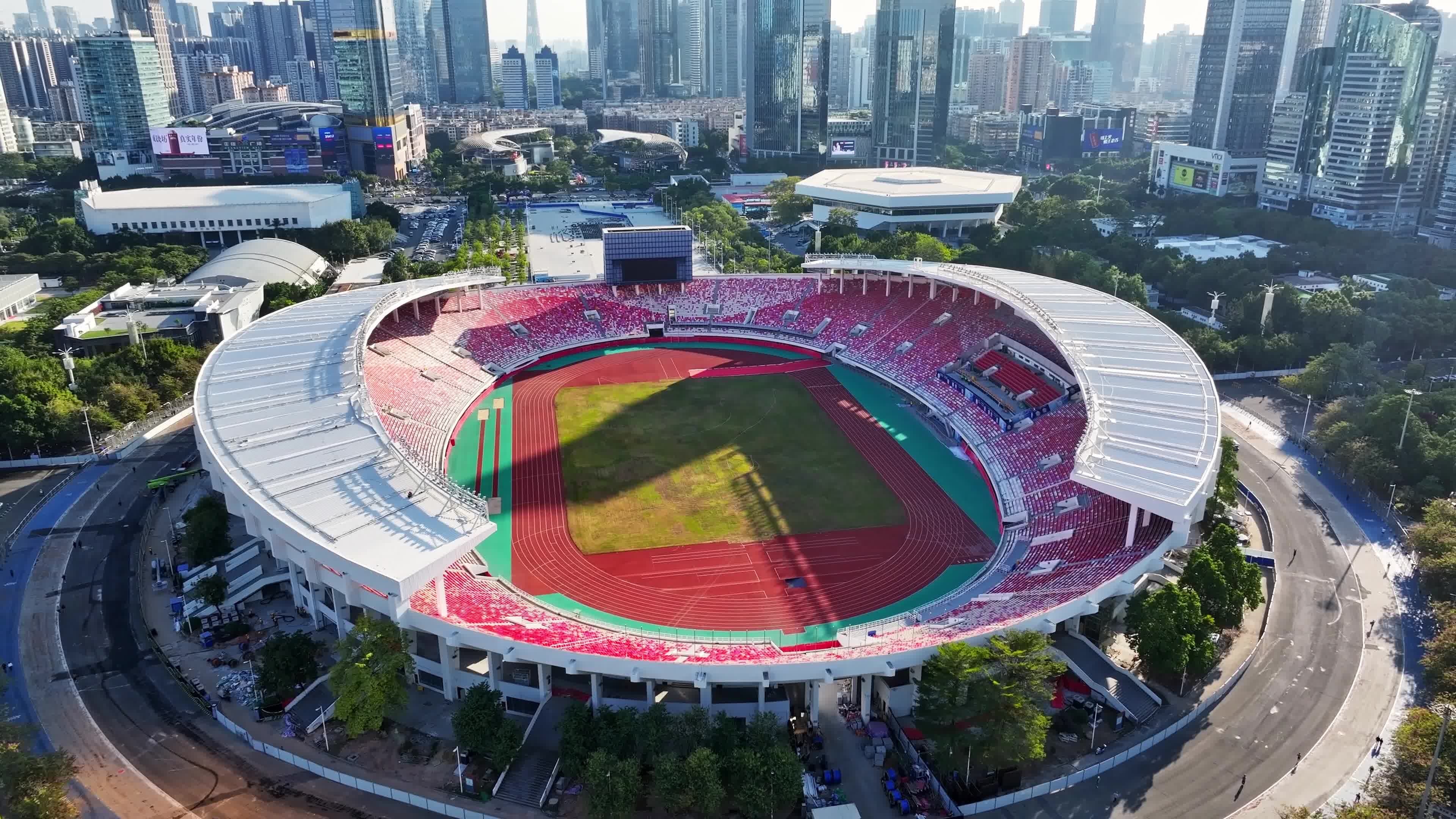 广州天河体育中心航拍视频素材画面2