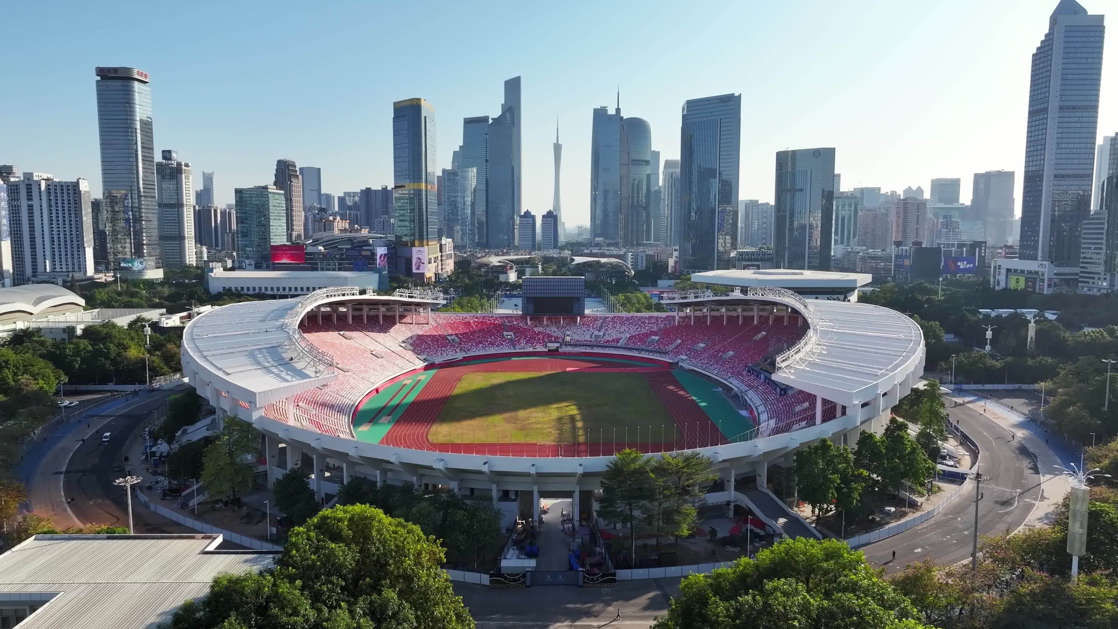 广州天河体育中心航拍视频素材画面3