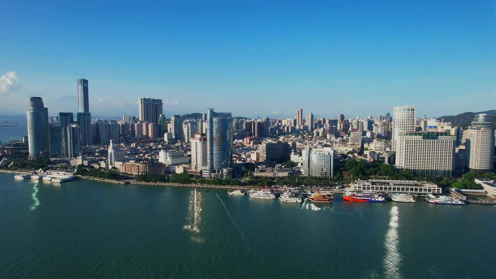 航拍厦门鹭江道风光合集视频素材画面1
