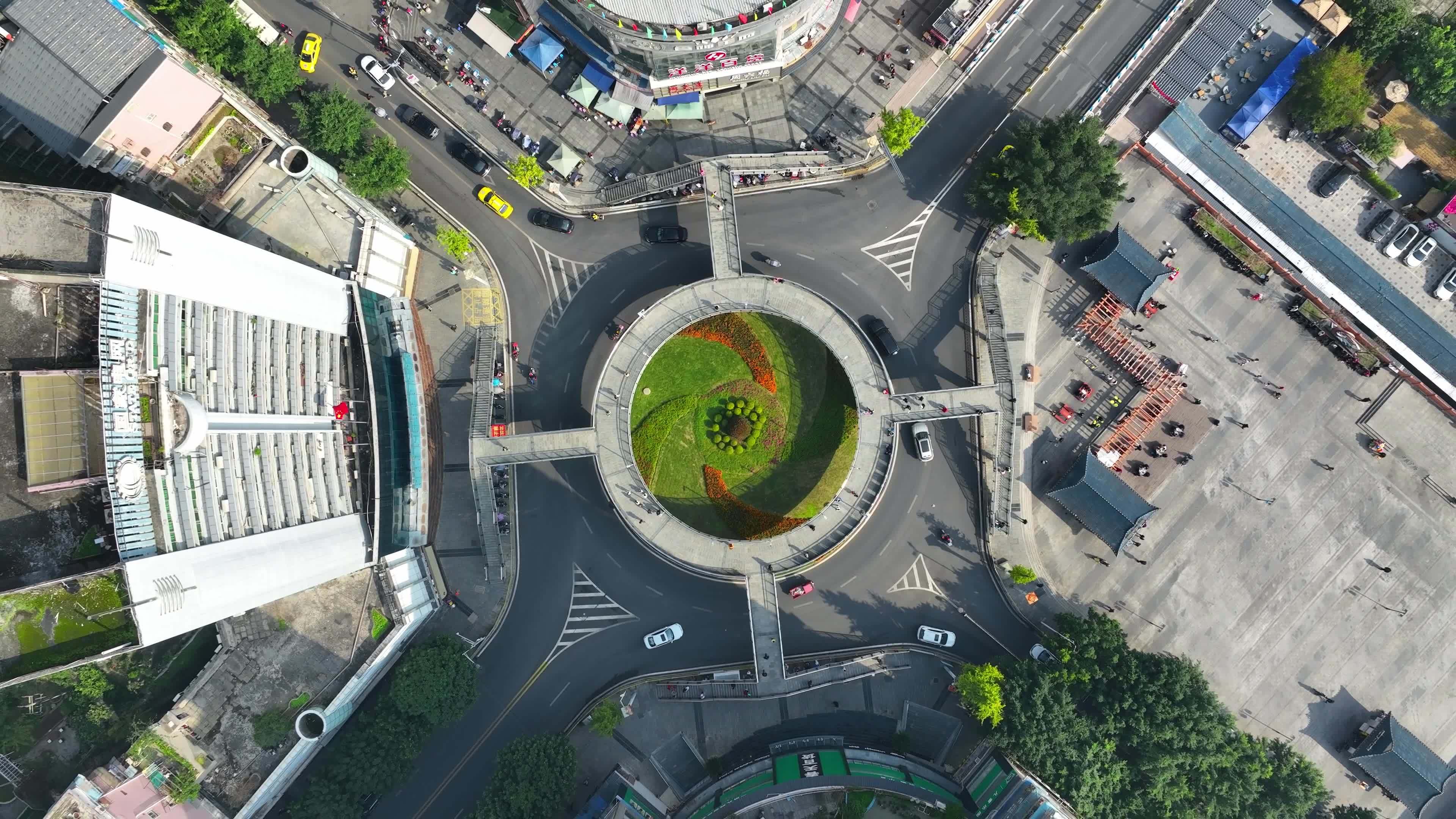 航拍重庆奉节县城市风光 圆形立交桥视频素材画面1