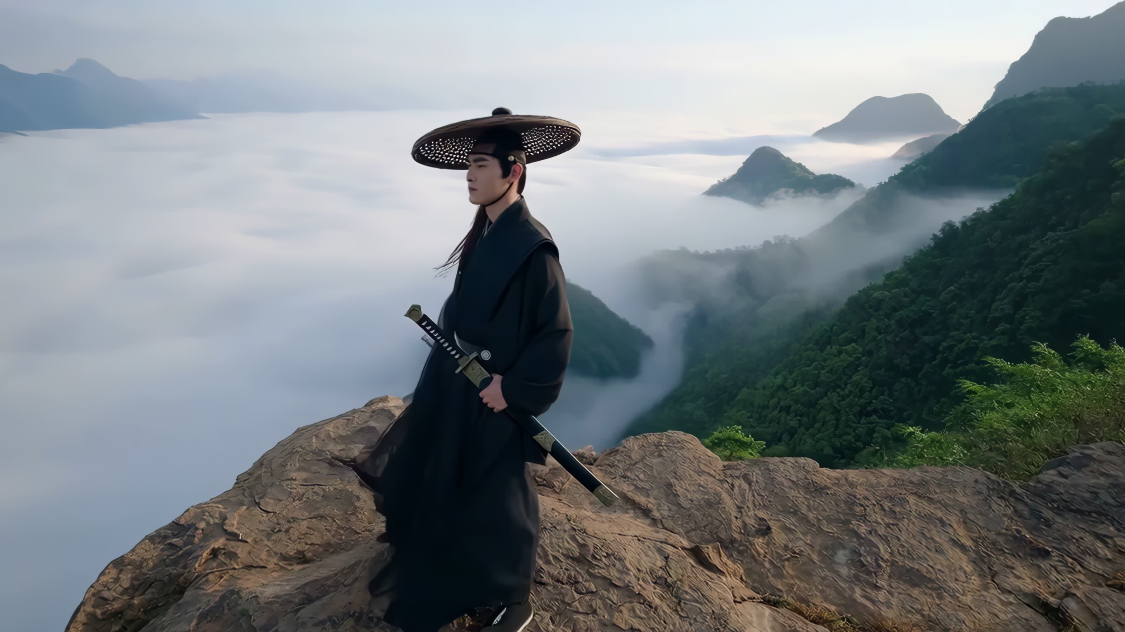 云雾山巅侠客风范视频素材画面1