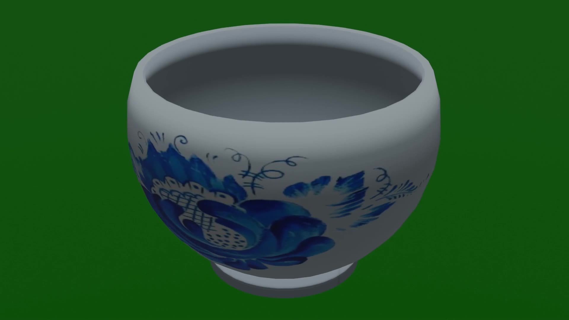 无限循环青花瓷碗旋转动画绿屏抠像固定镜头视频素材画面1