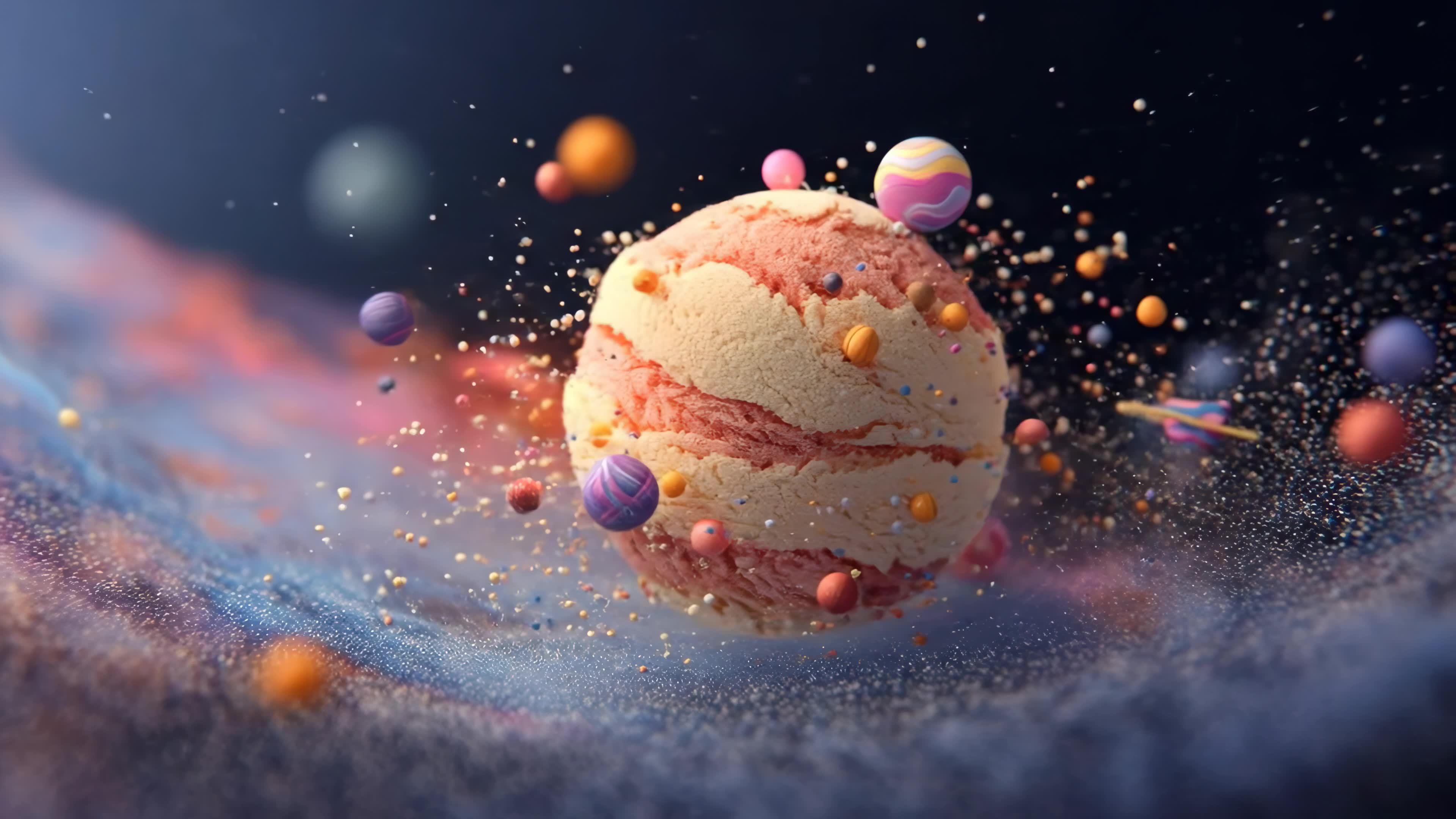 3D渲染冰淇淋球体粒子效果视频素材画面2