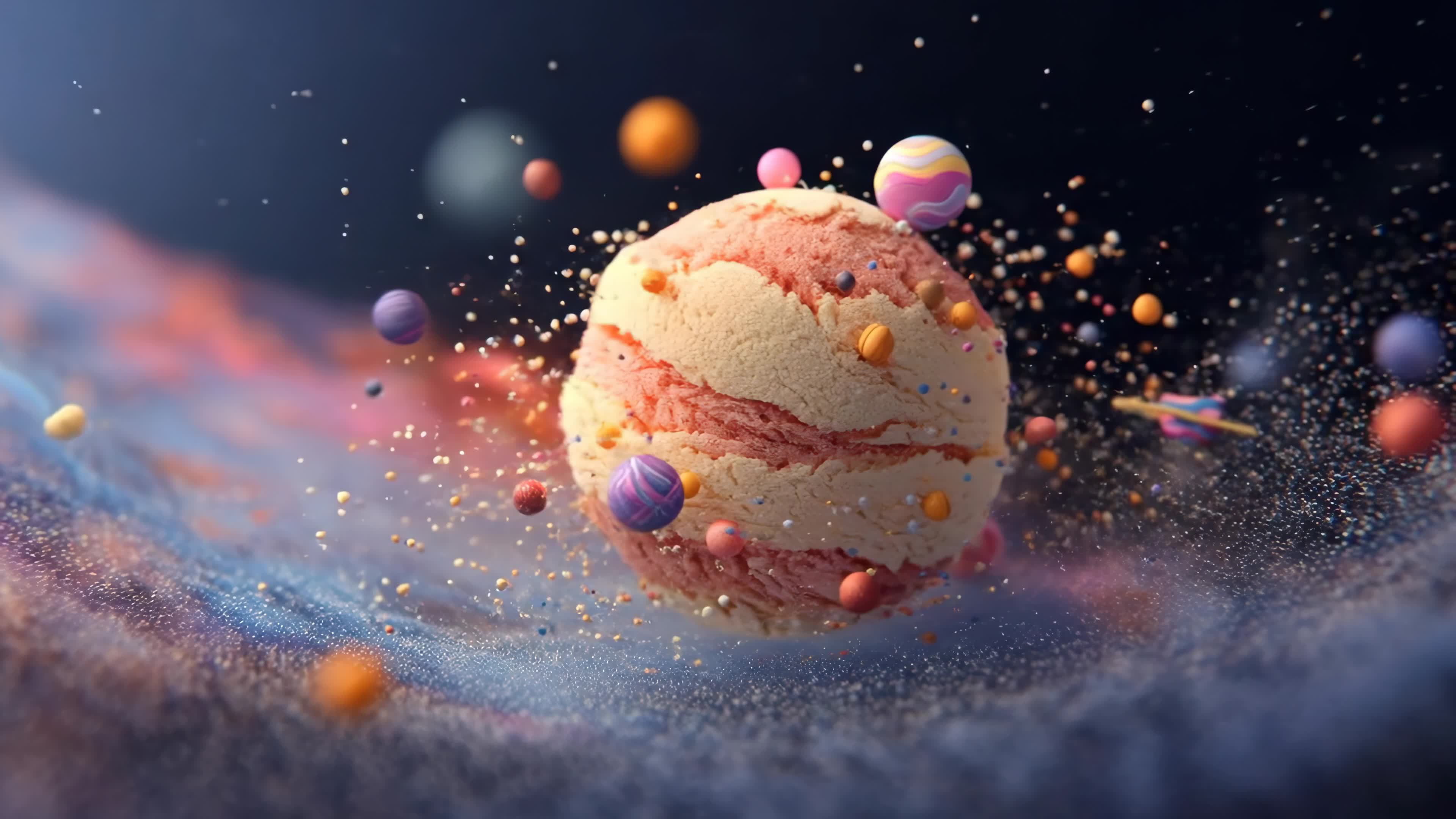 3D渲染冰淇淋球体粒子效果视频素材画面3