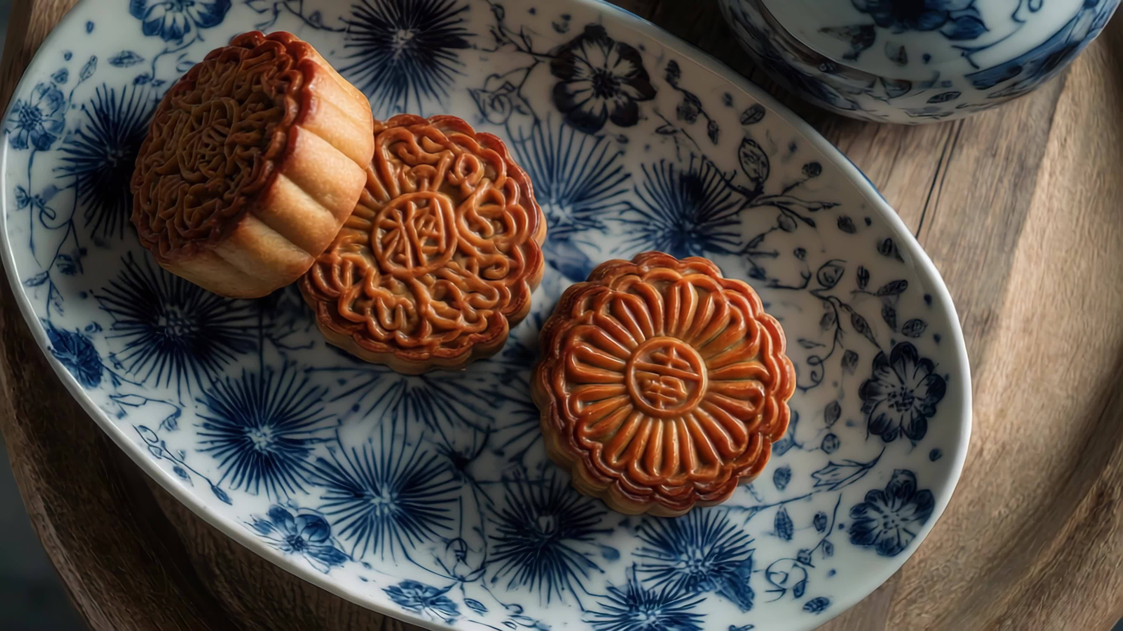 中秋月饼美食特写视频素材画面1