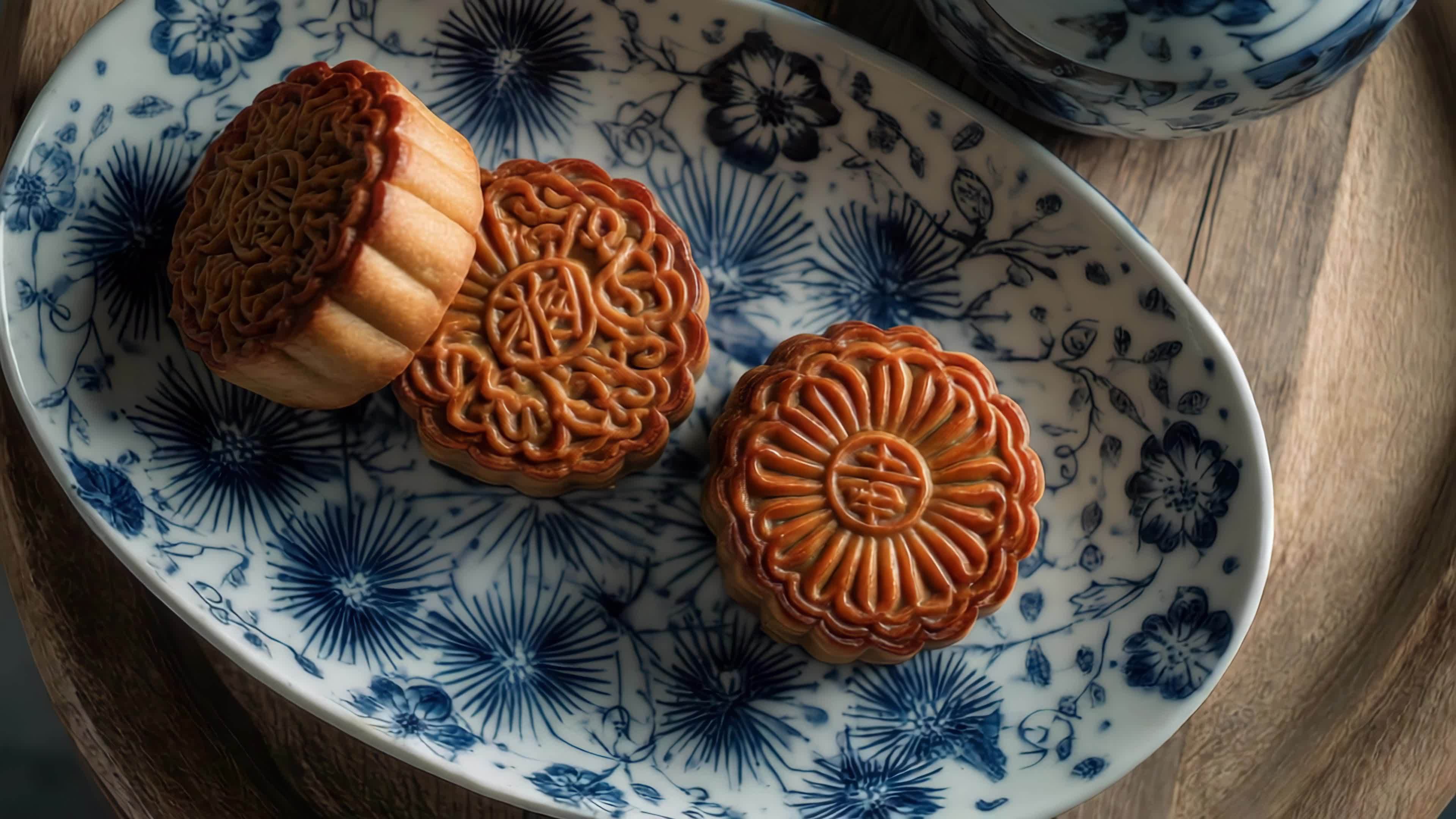 中秋月饼美食特写视频素材画面2