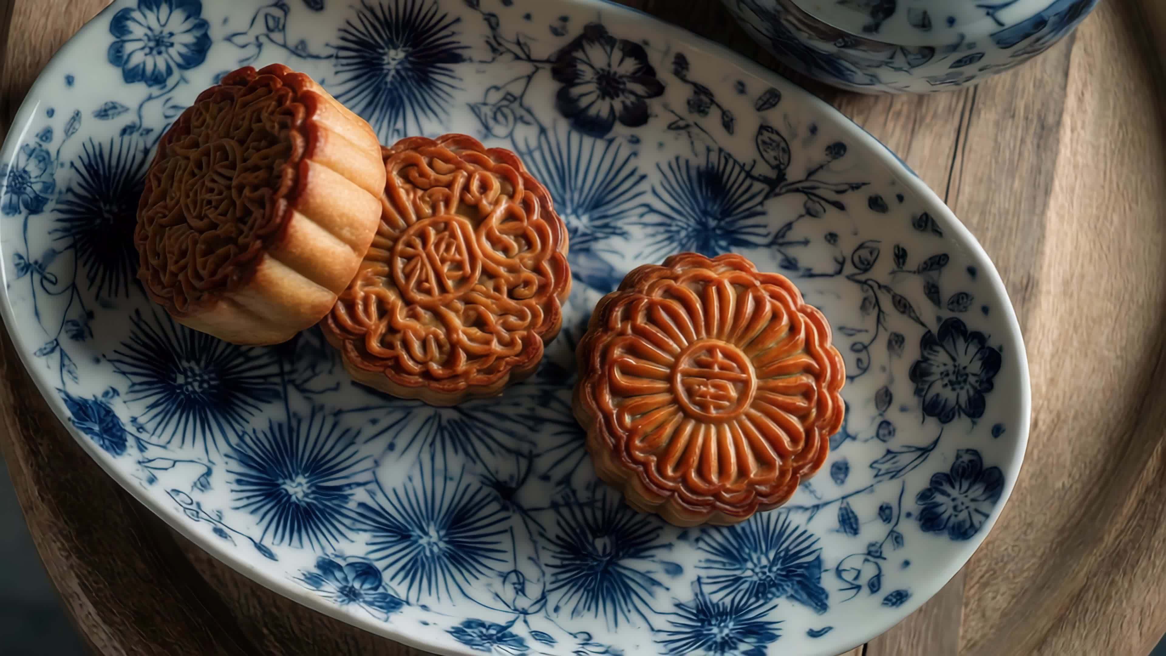 中秋月饼美食特写视频素材画面4