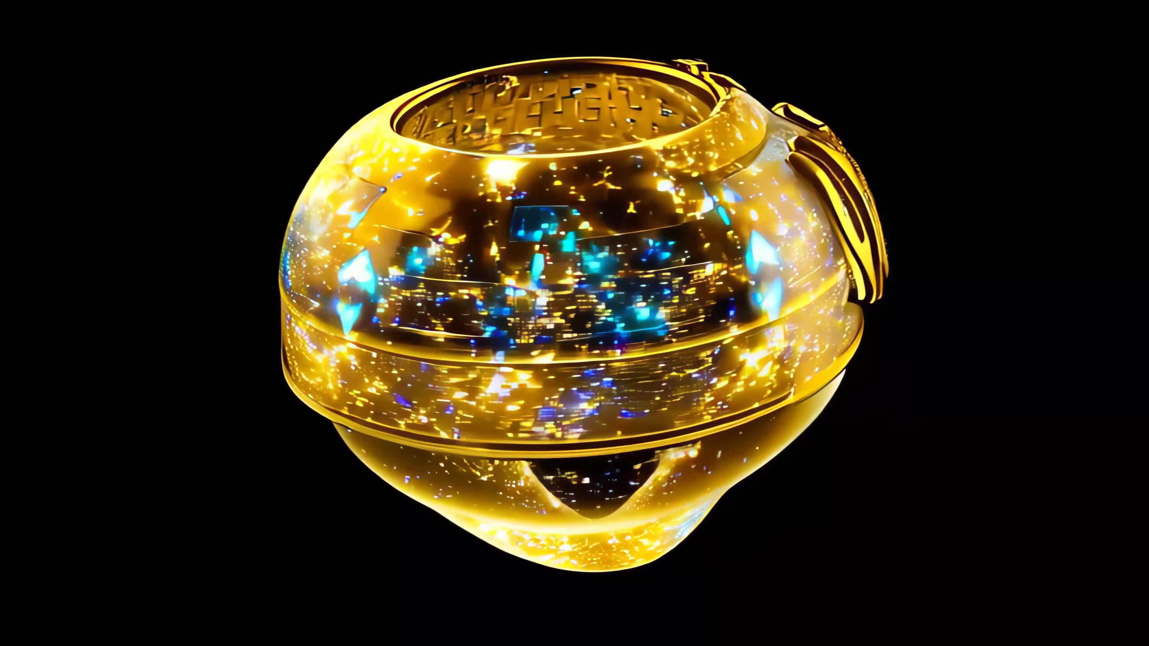 金色科技球体旋转展示视频素材画面1