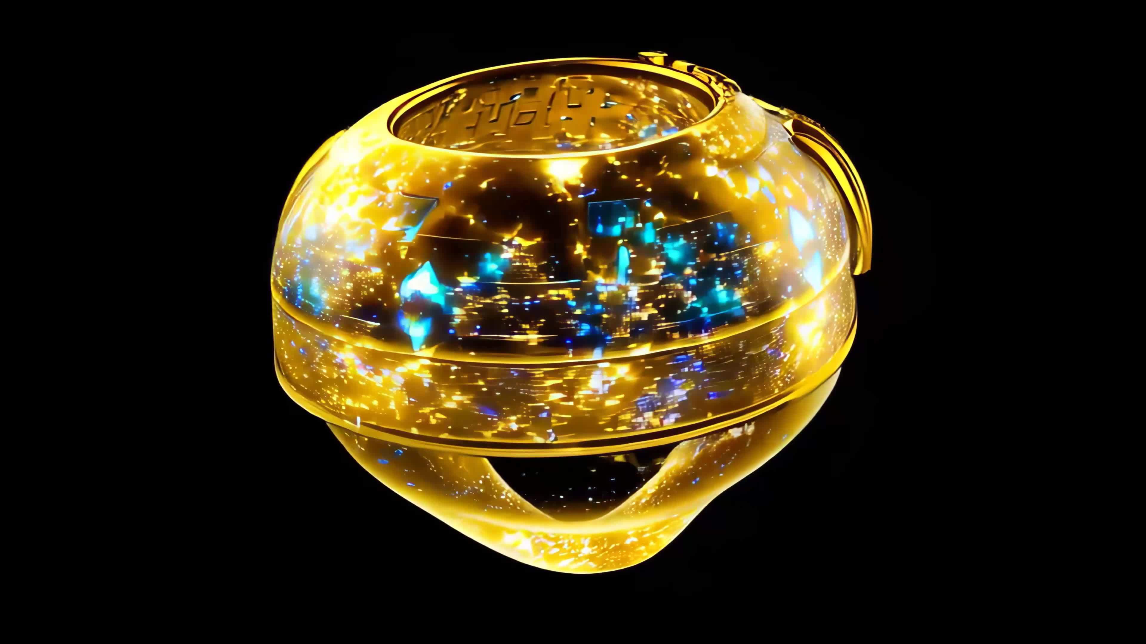 金色科技球体旋转展示视频素材画面2