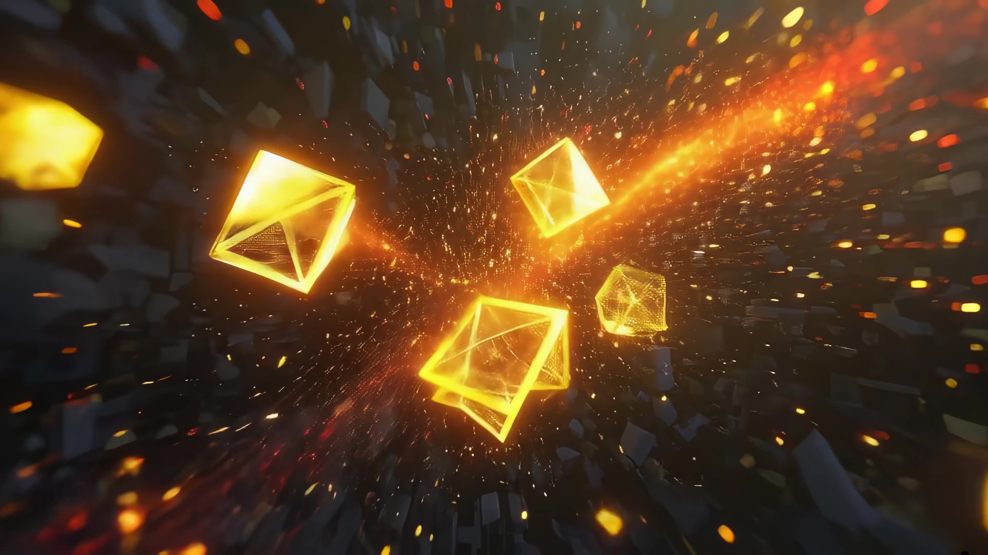 金色立方体空间穿梭视频素材画面1