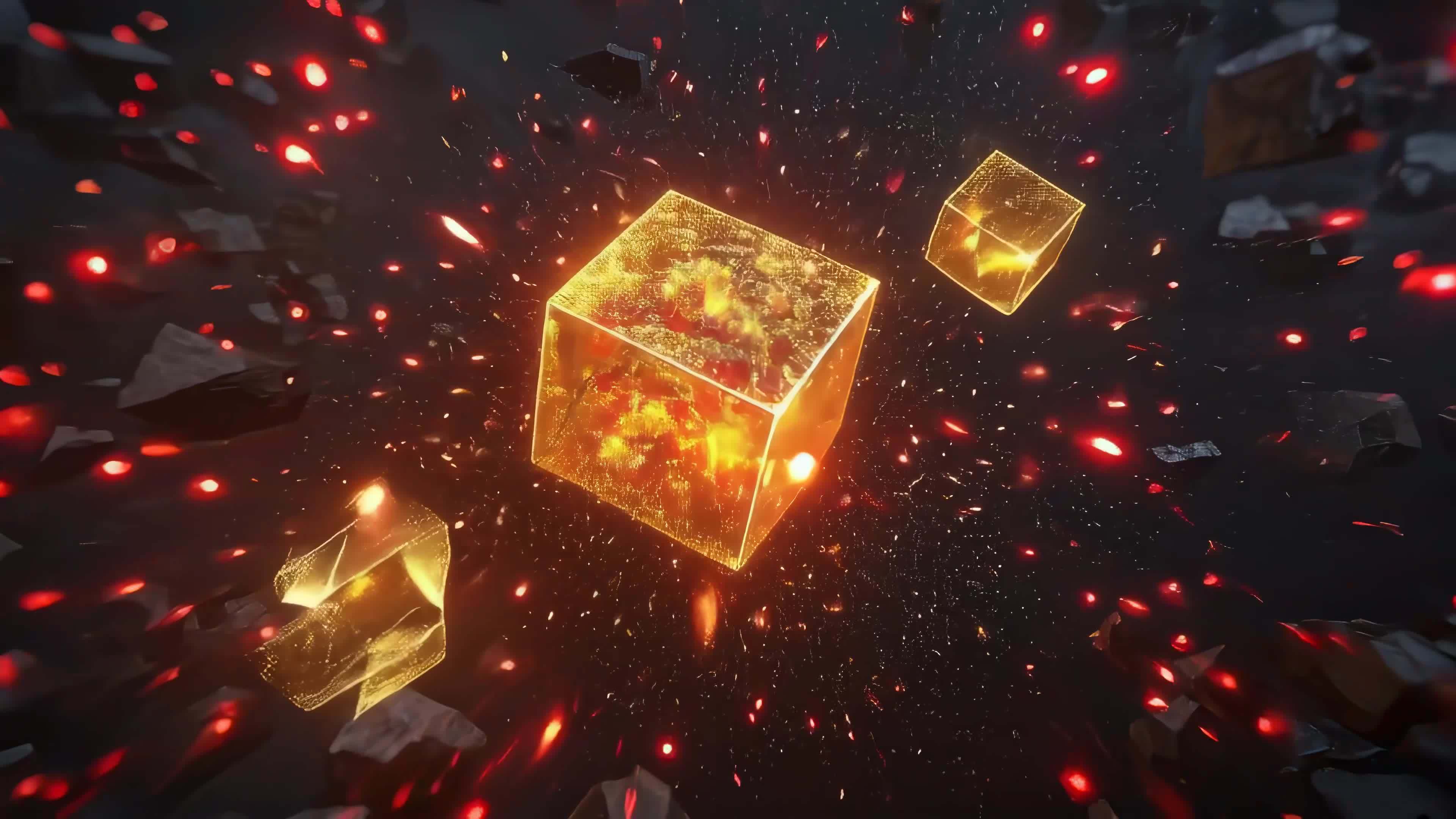 金色魔方粒子空间视频素材画面3