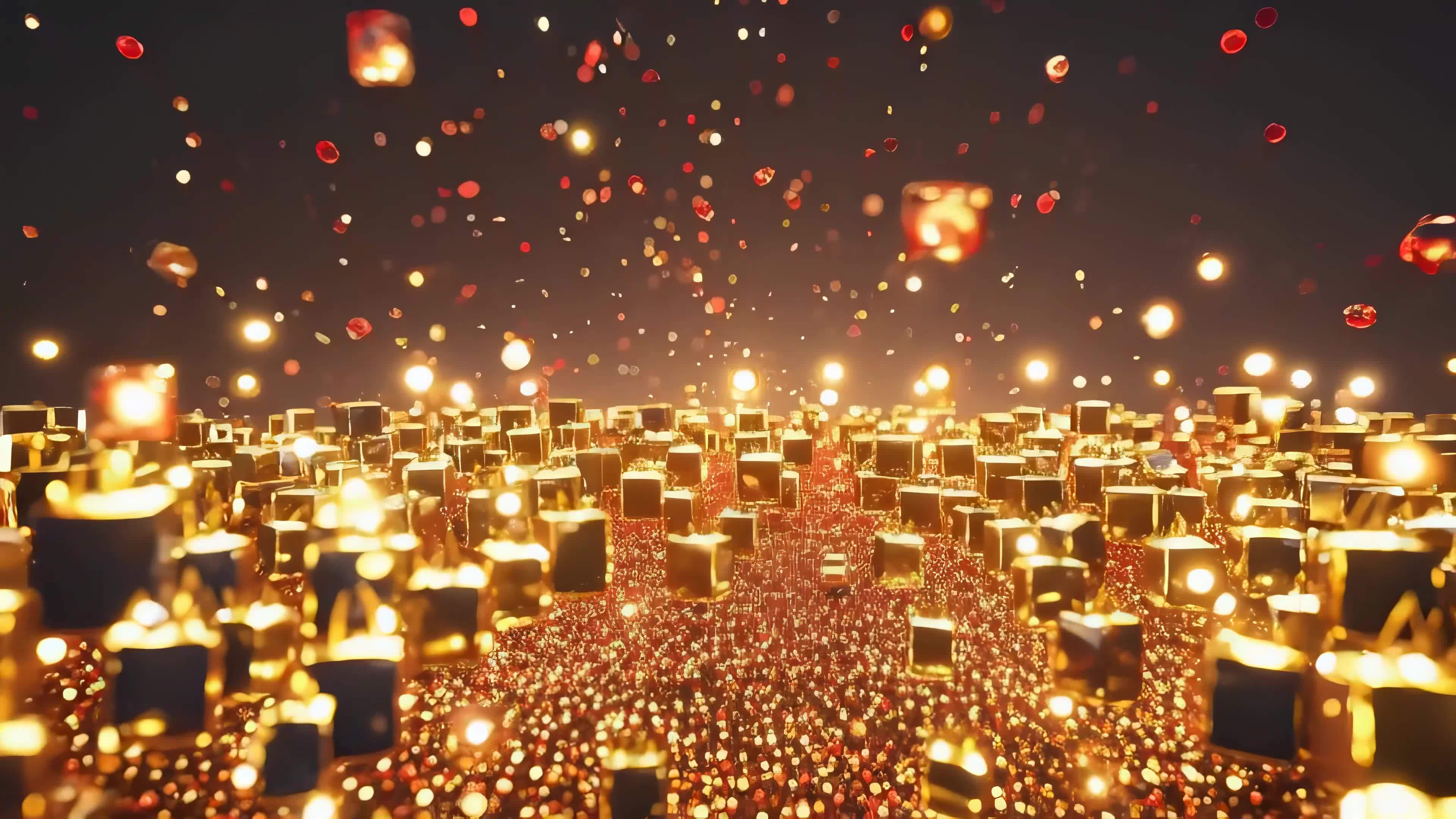 金色立方体粒子流视频素材画面1