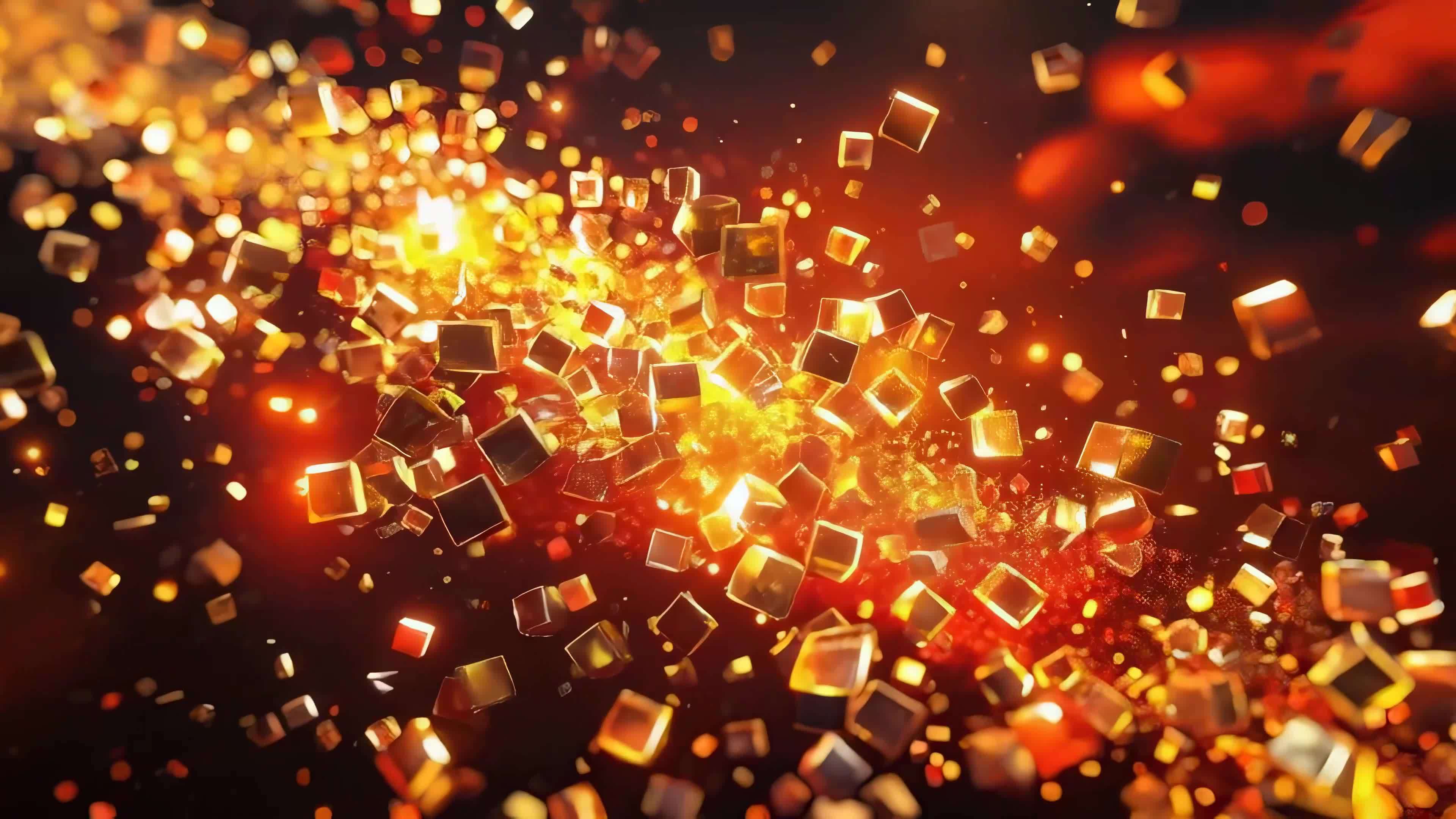 金色立方体粒子飞舞视频素材画面4