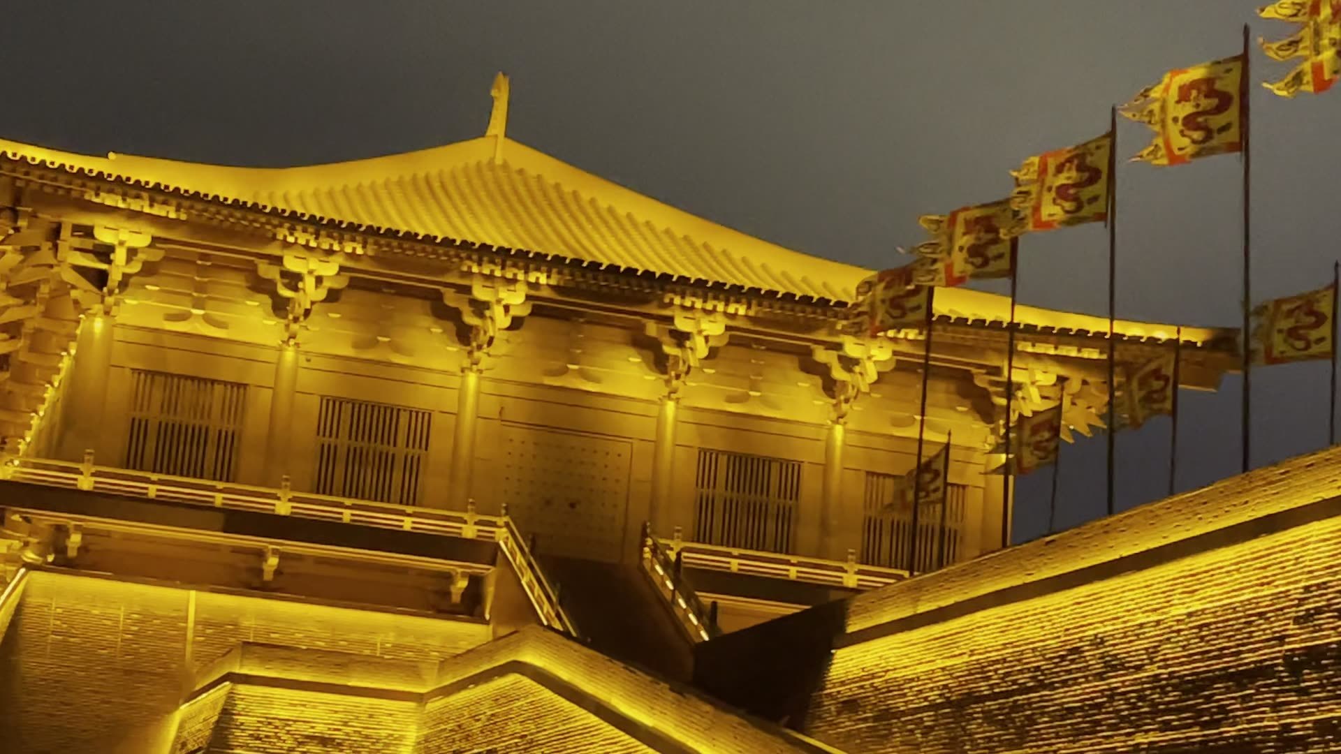 大明宫遗址公园夜景视频素材画面2