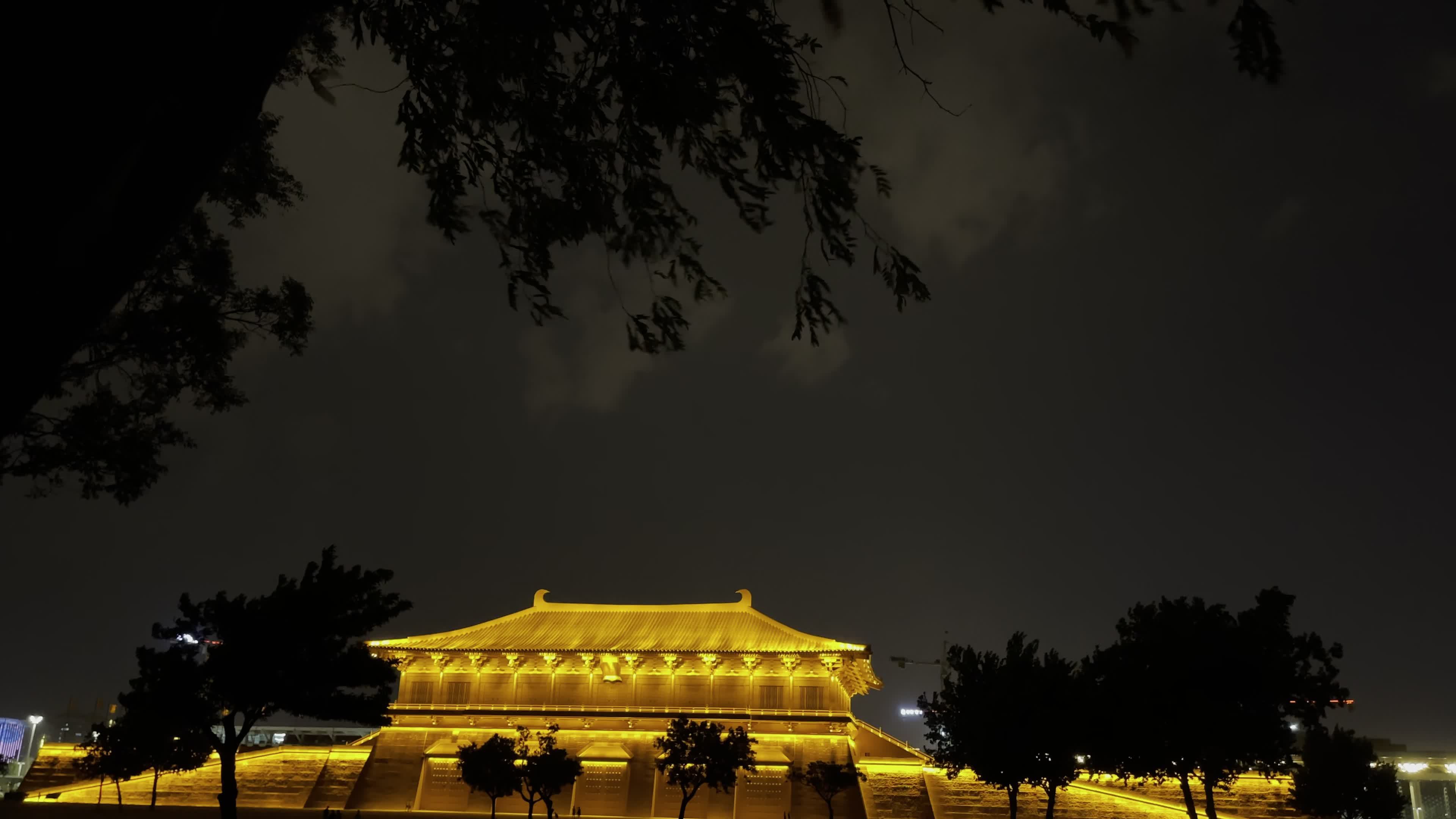 大明宫遗址公园夜景视频素材画面4