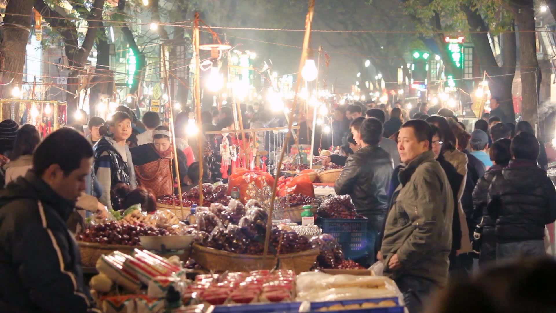 西安回民街视频素材画面1
