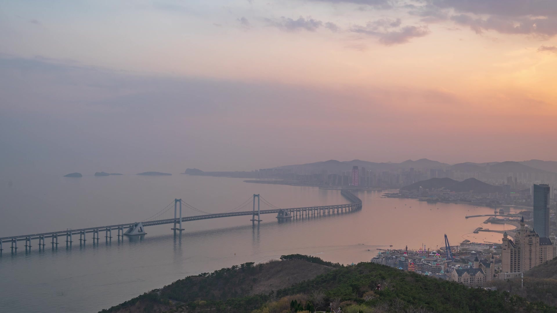 大连星海湾海景延时视频视频素材画面2