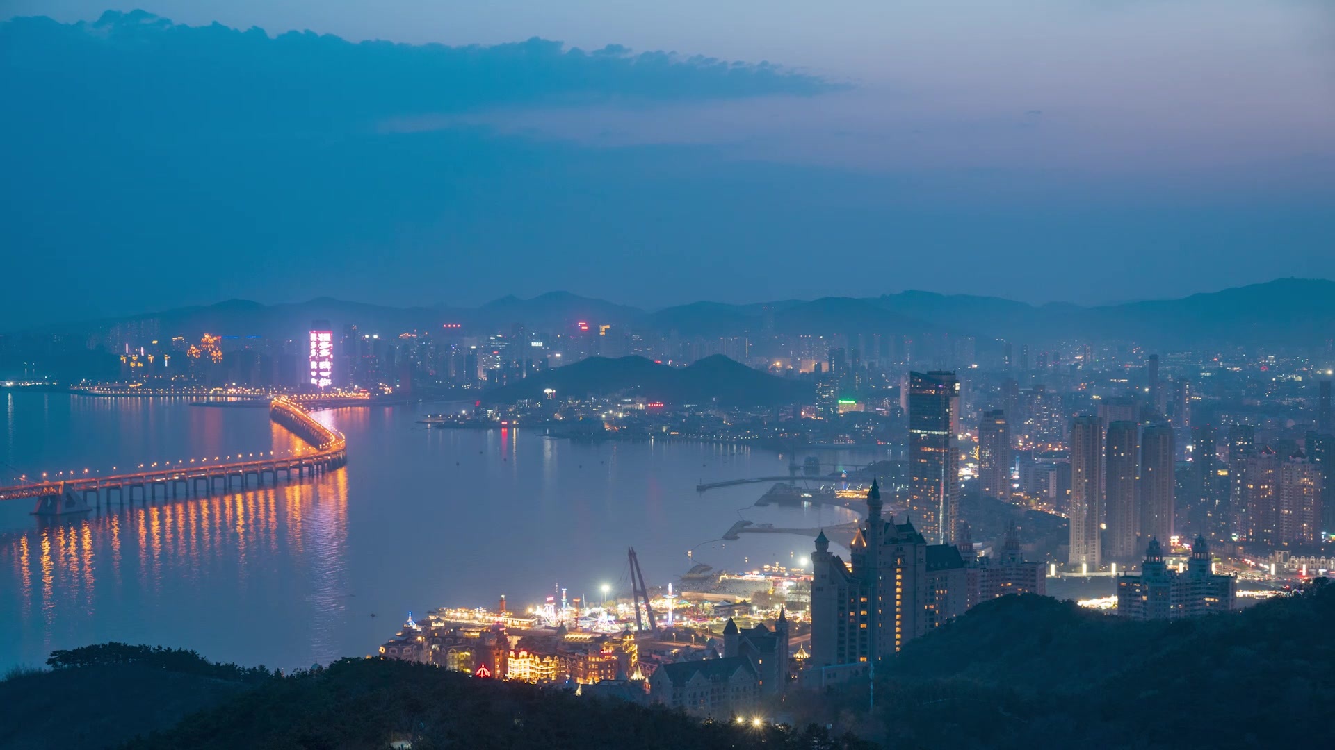 大连星海湾海景延时视频视频素材画面2