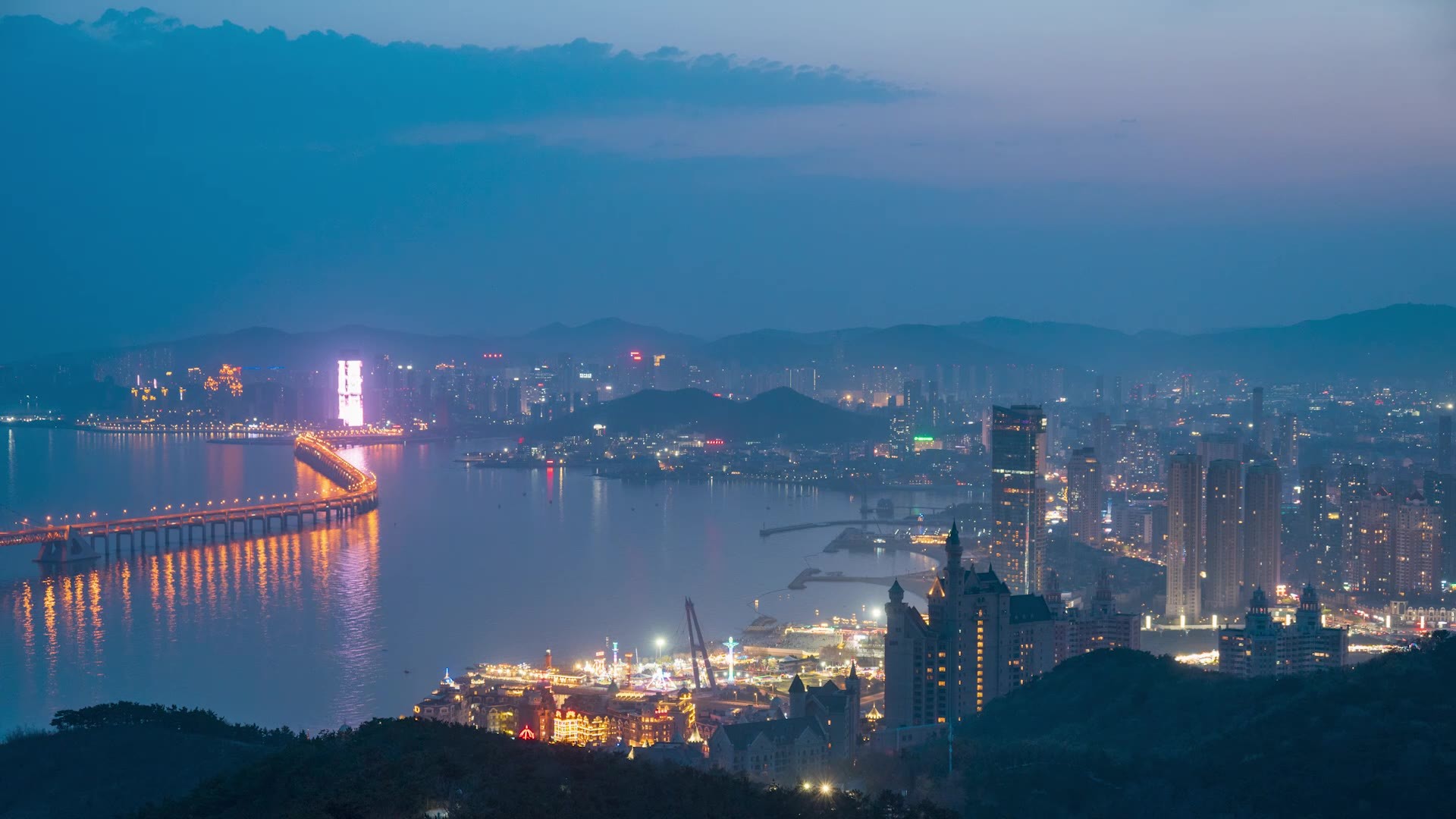 大连星海湾海景延时视频视频素材画面4