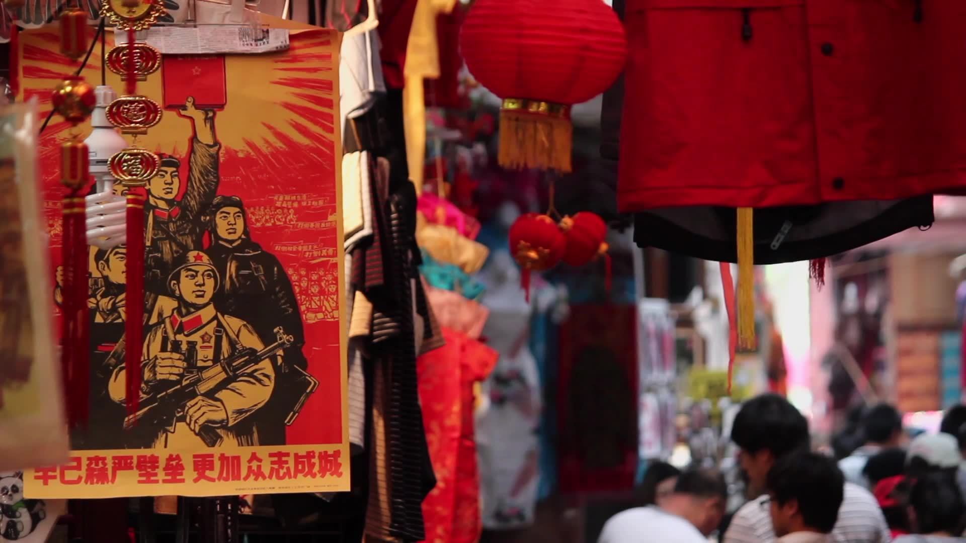 西安回民街旅游市场视频素材画面1