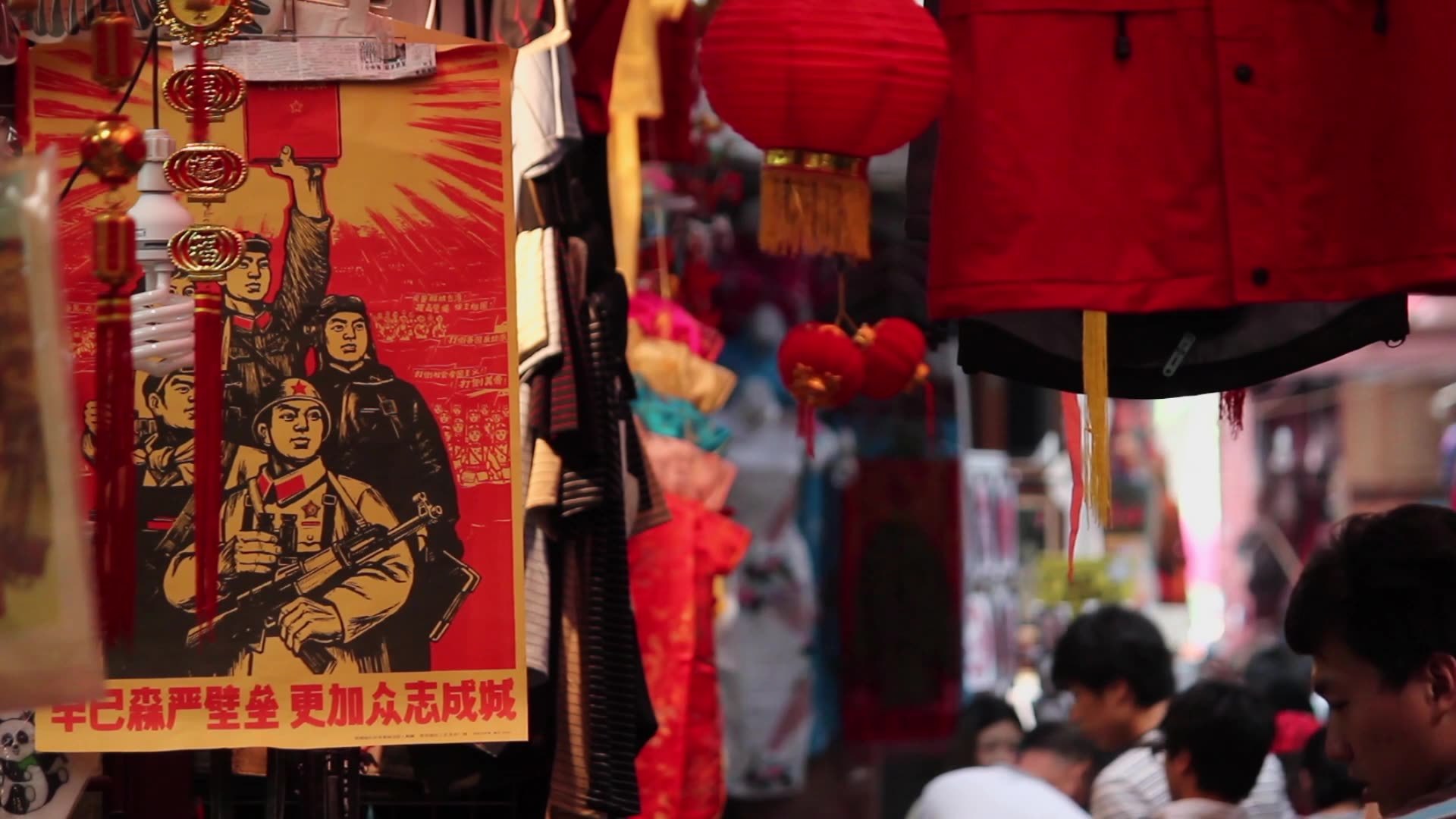 西安回民街旅游市场视频素材画面2