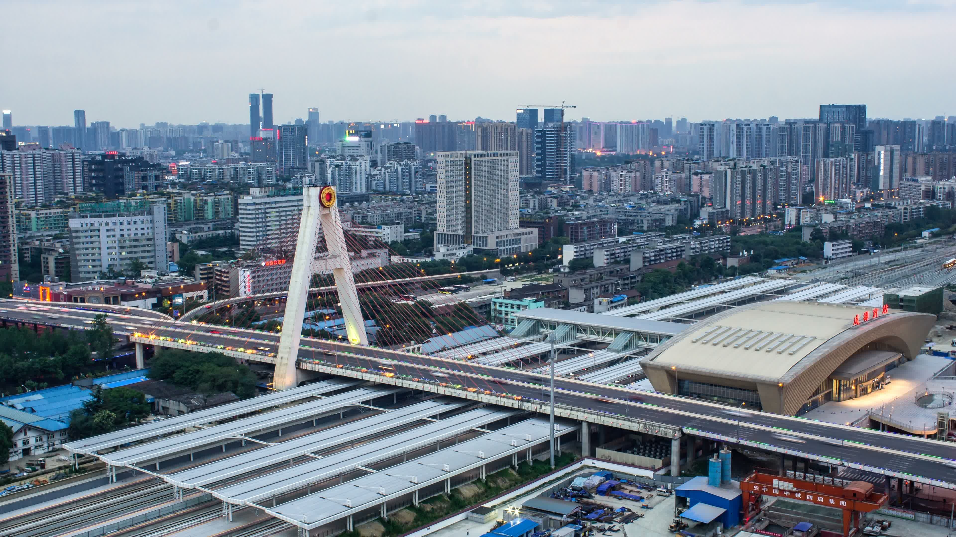 成都武侯区天府立交桥夜景延时视频素材画面1