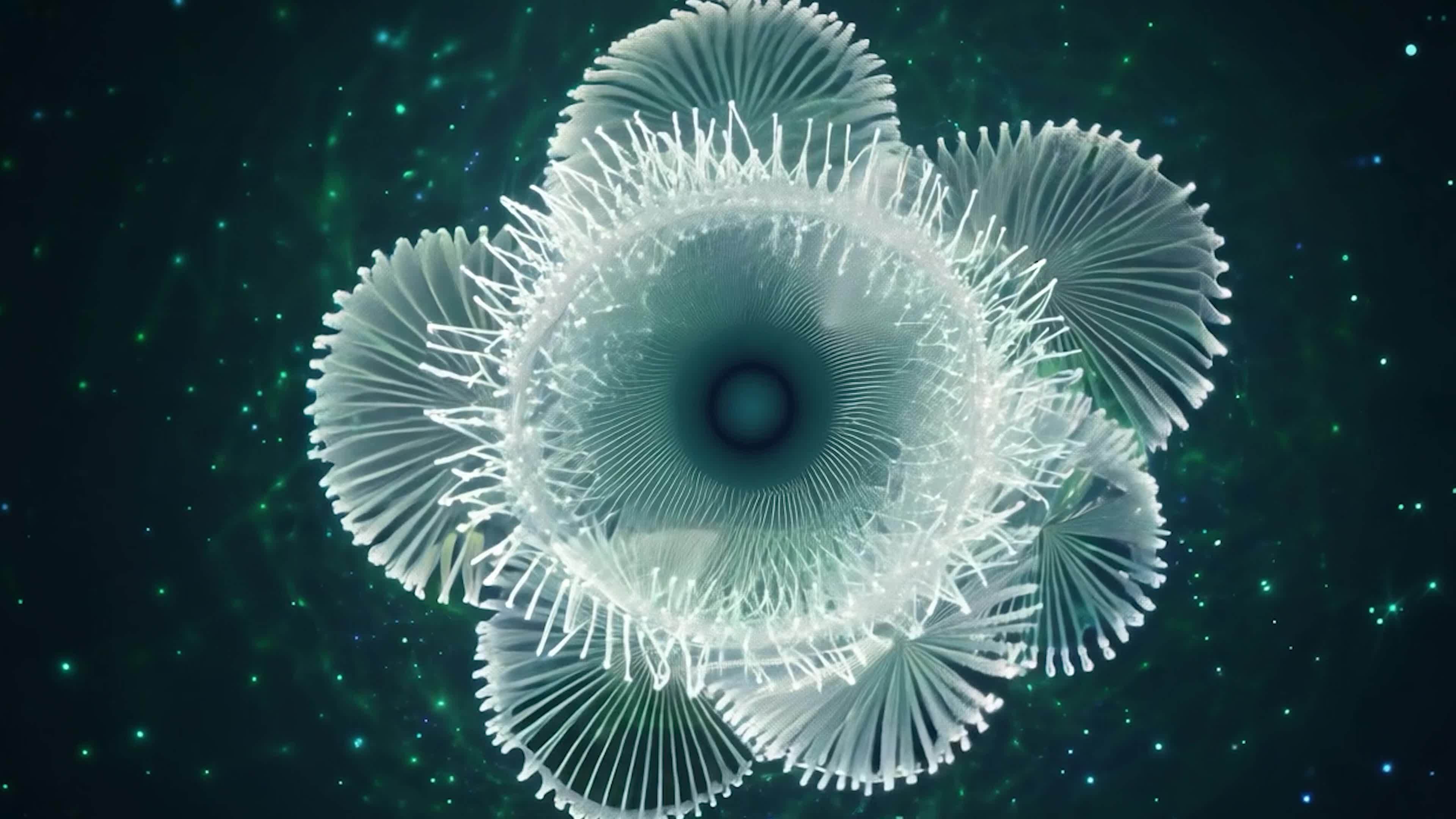 扇形粒子花扩散循环视频素材画面3