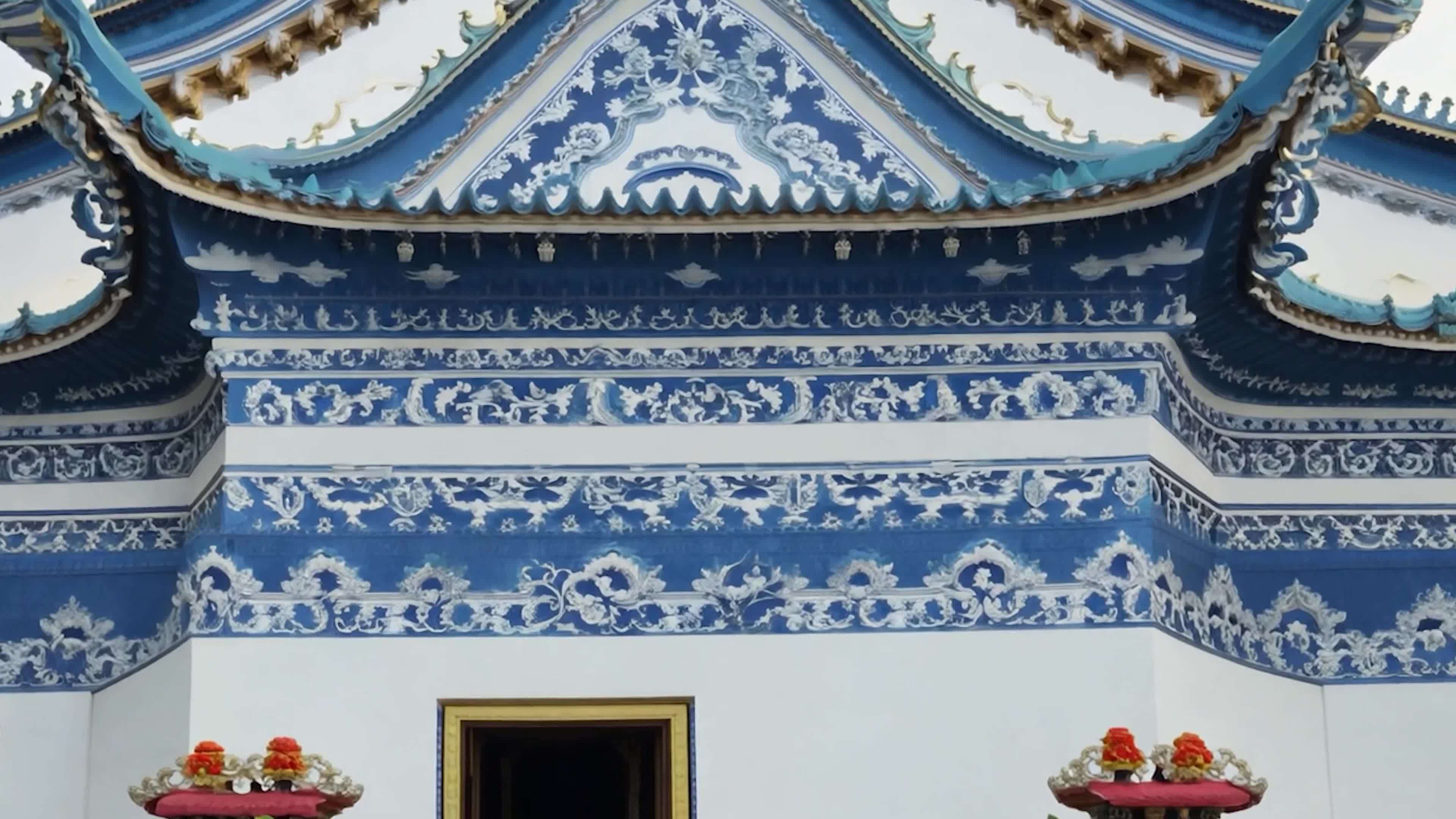 青花瓷建筑艺术之美视频素材画面2