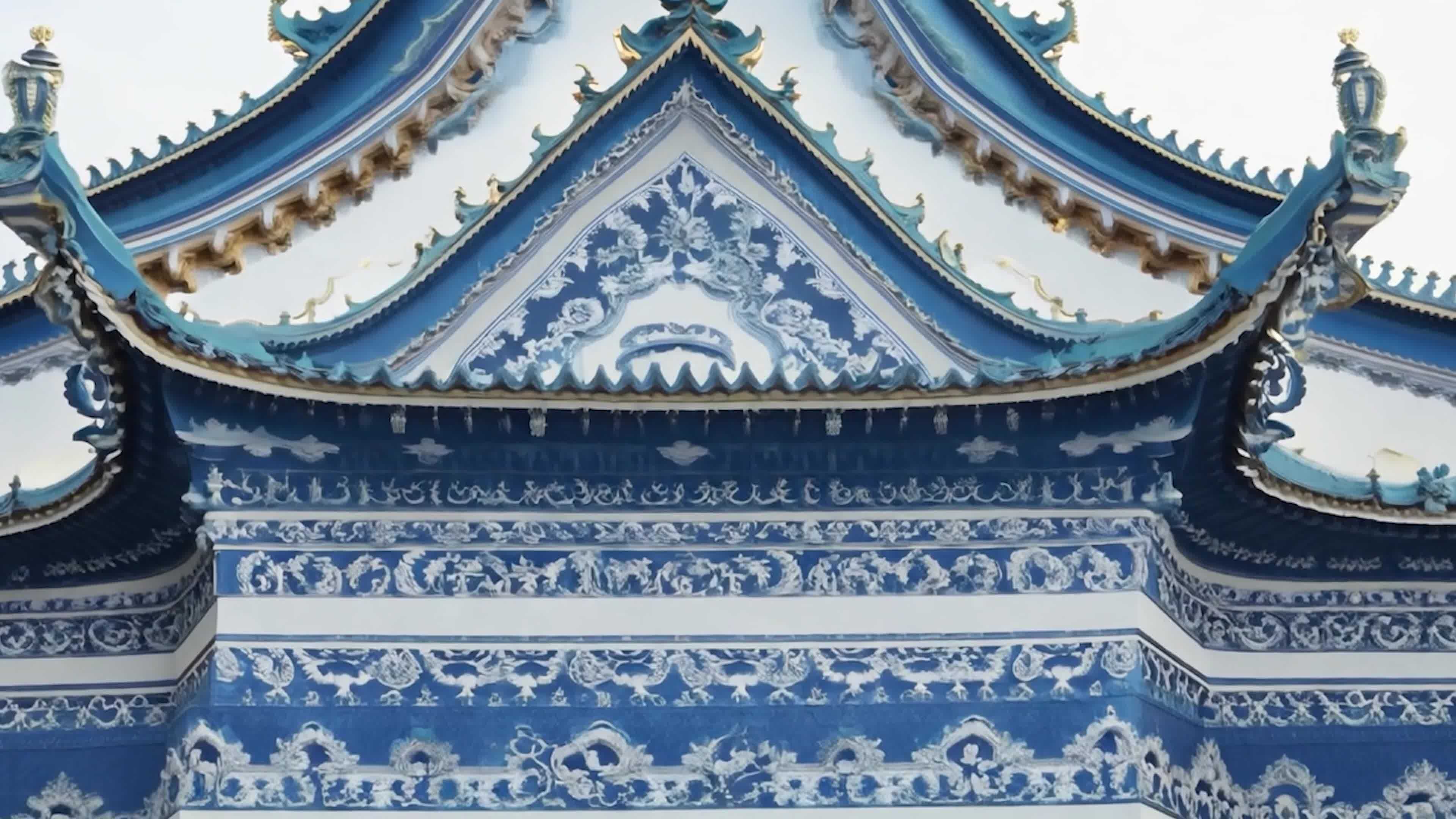 青花瓷建筑艺术之美视频素材画面4