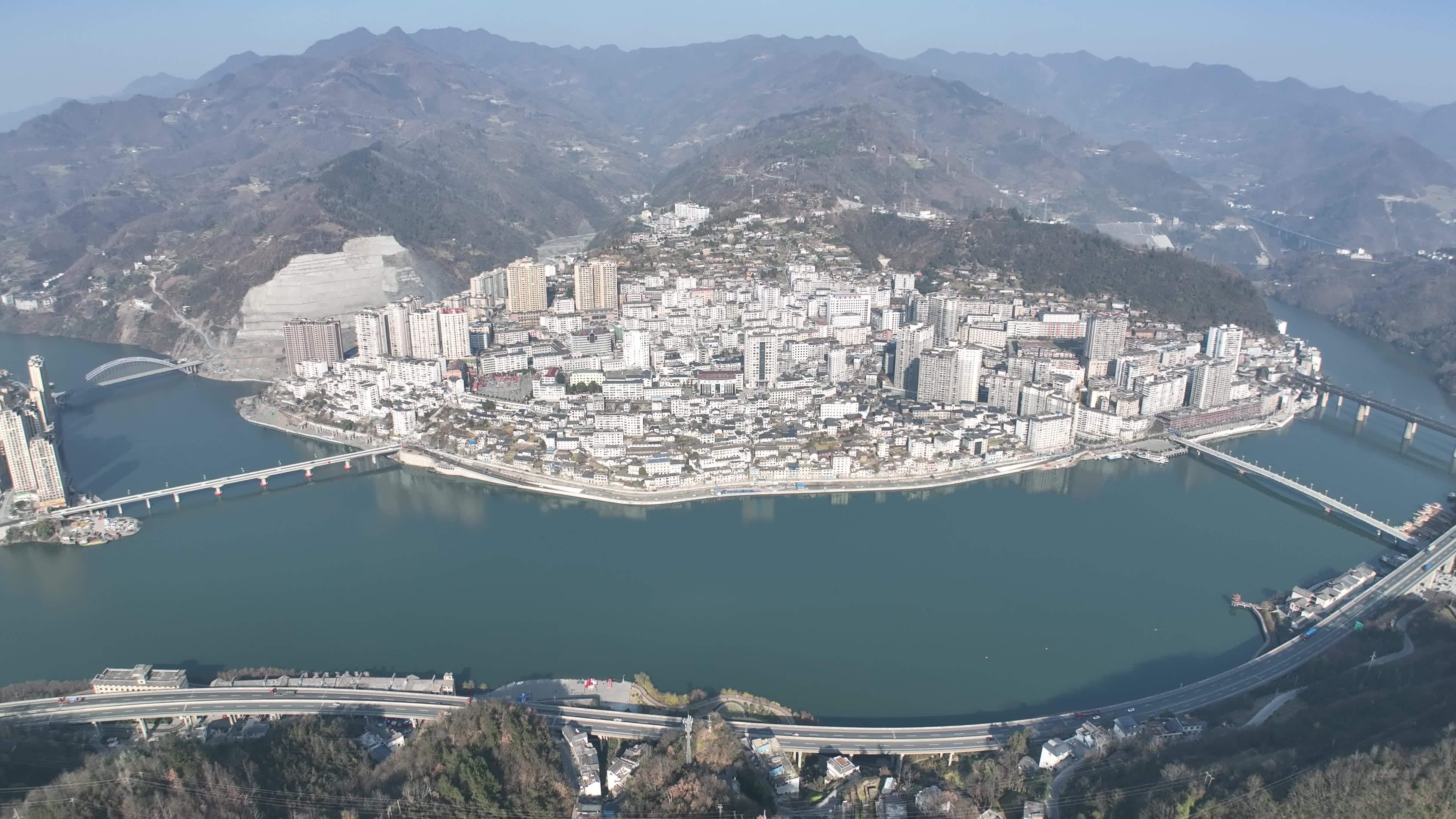 4k高清安康紫阳县全景视频素材画面1
