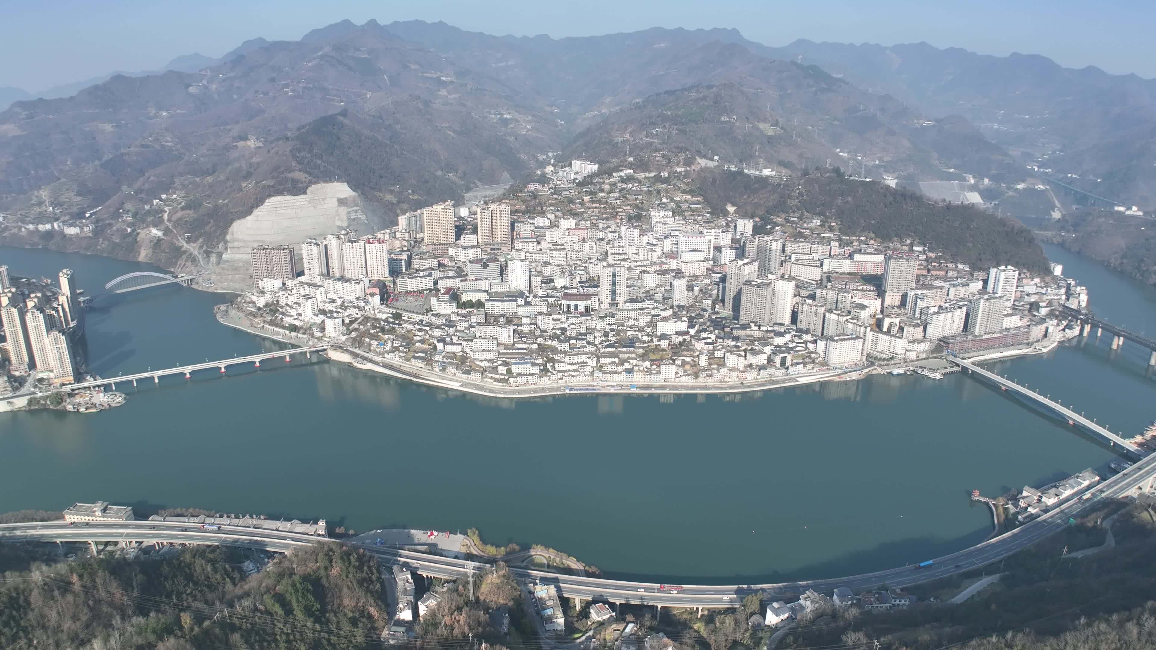 4k高清安康紫阳县全景视频素材画面3