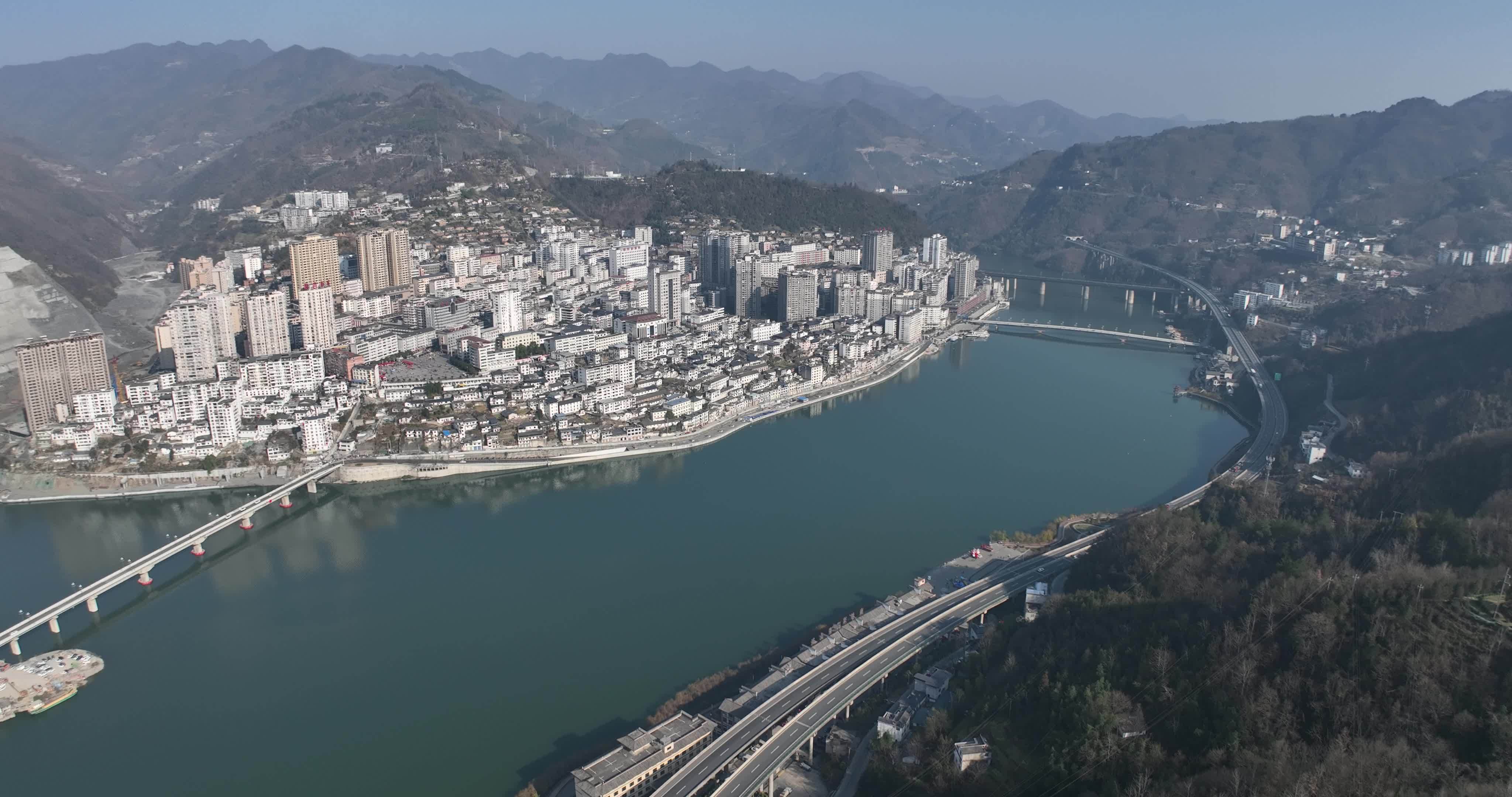4k高清安康紫阳县全景视频素材画面1