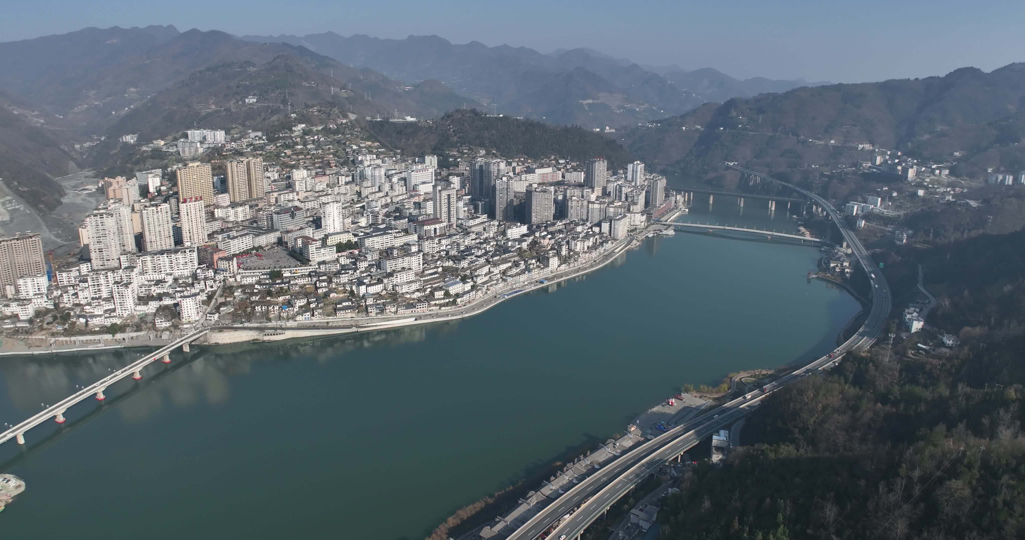 4k高清安康紫阳县全景视频素材画面4
