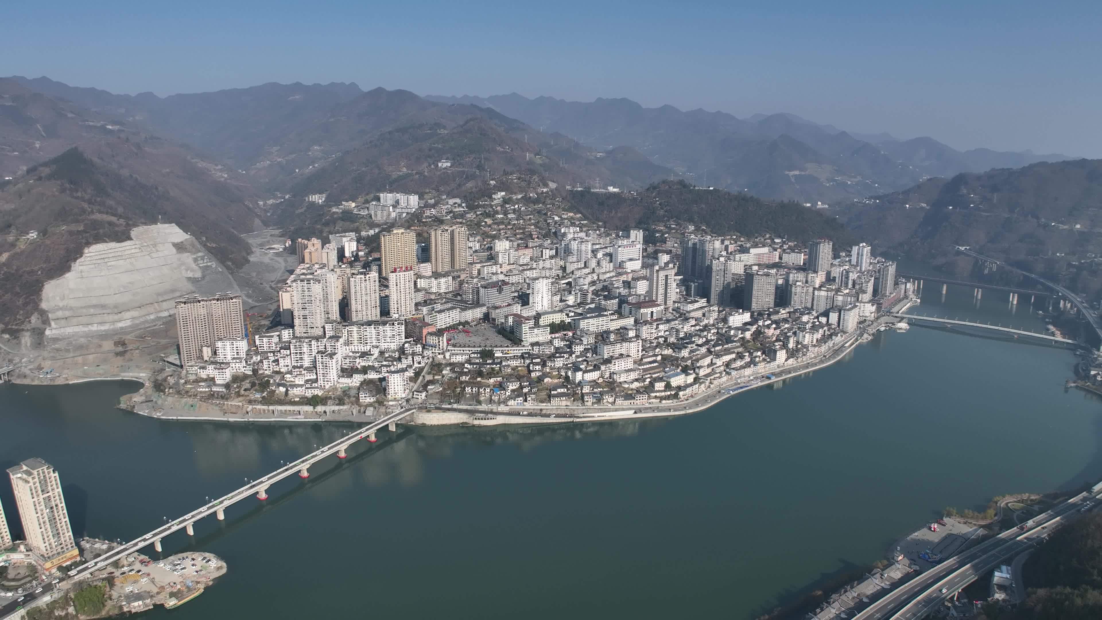 4k高清安康紫阳县全景视频素材画面1