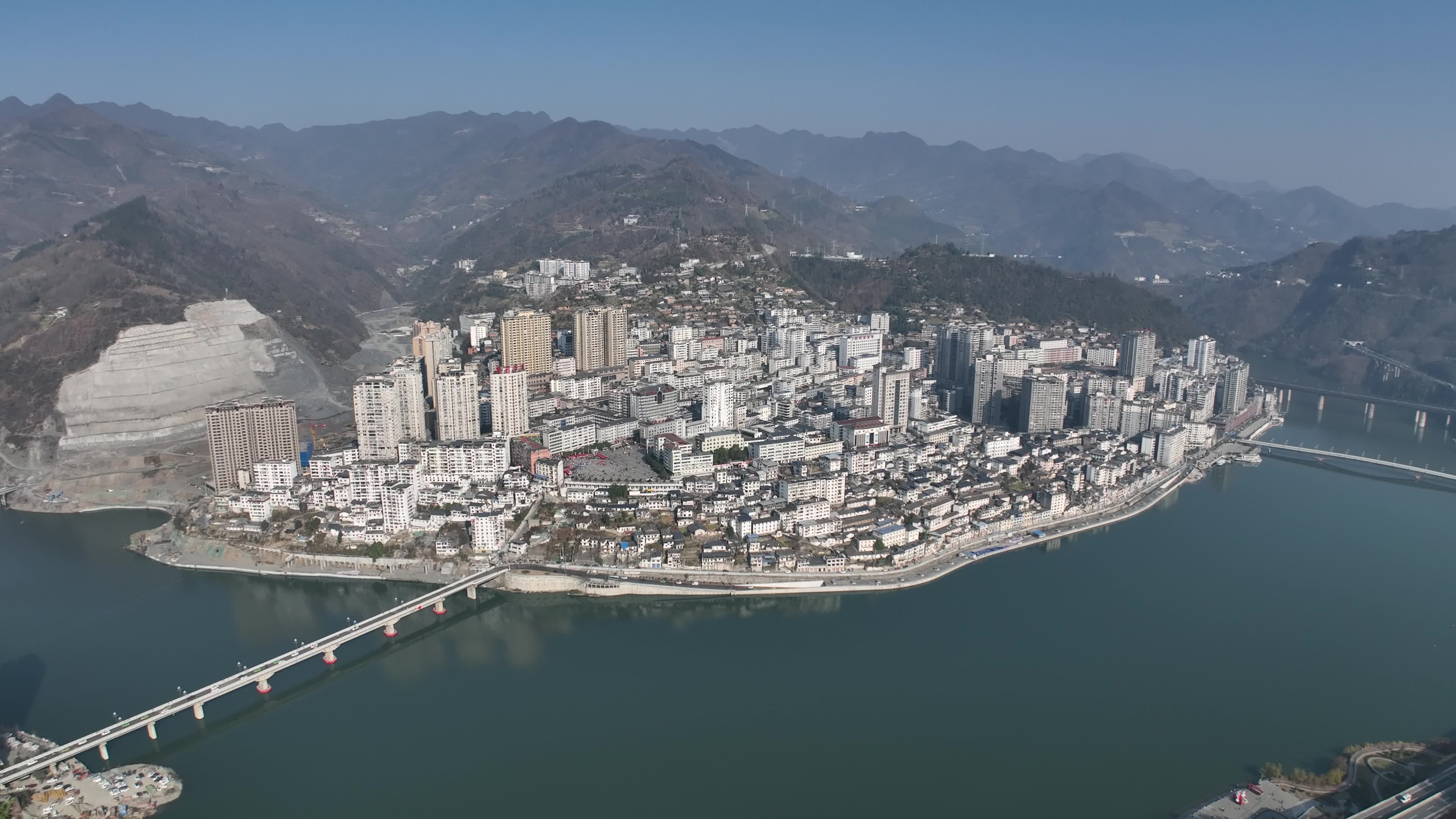 4k高清安康紫阳县全景视频素材画面3