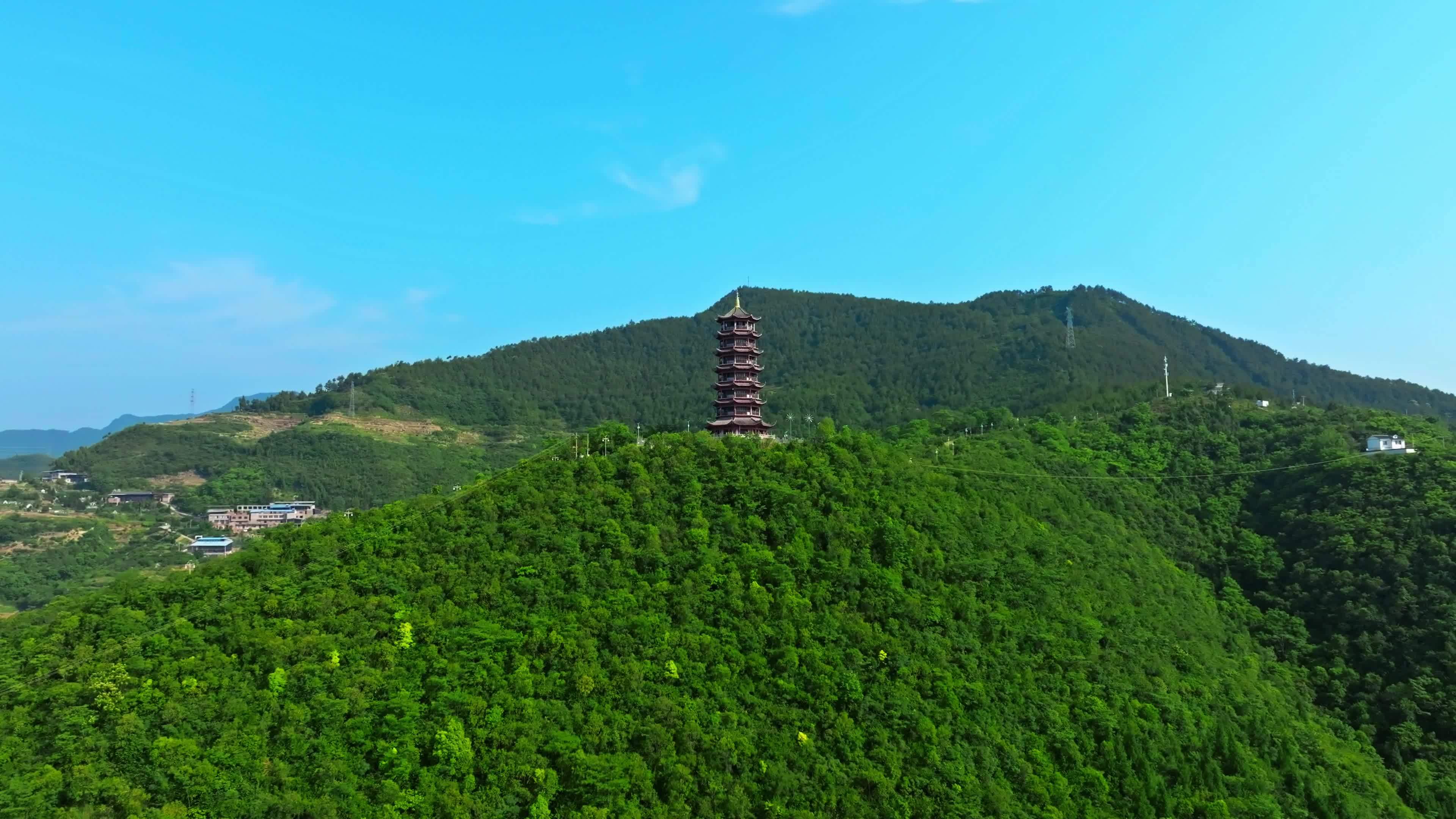 奉节县清晨日出顺光航拍视频素材画面1