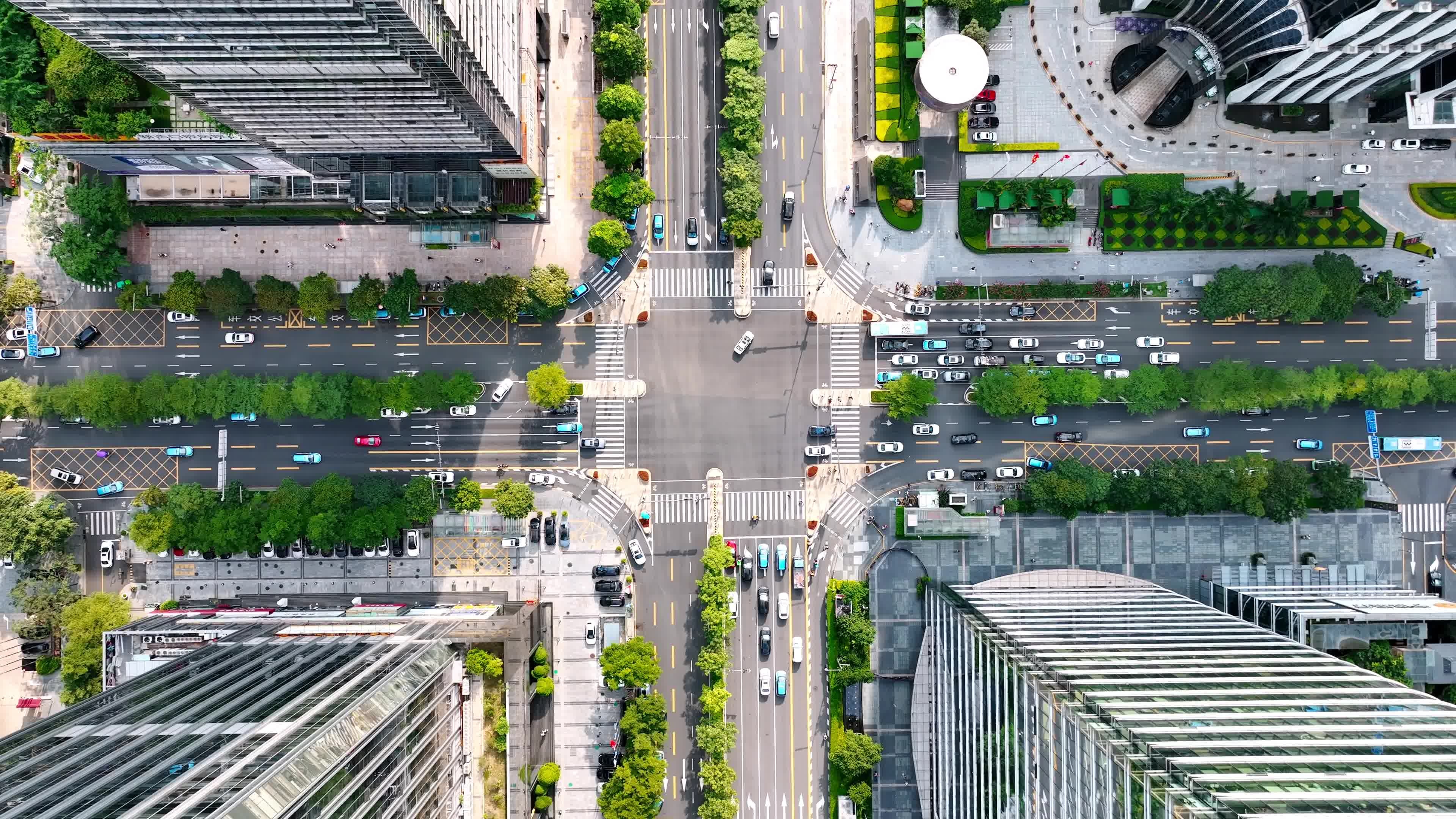 十字路口航拍视频素材画面1