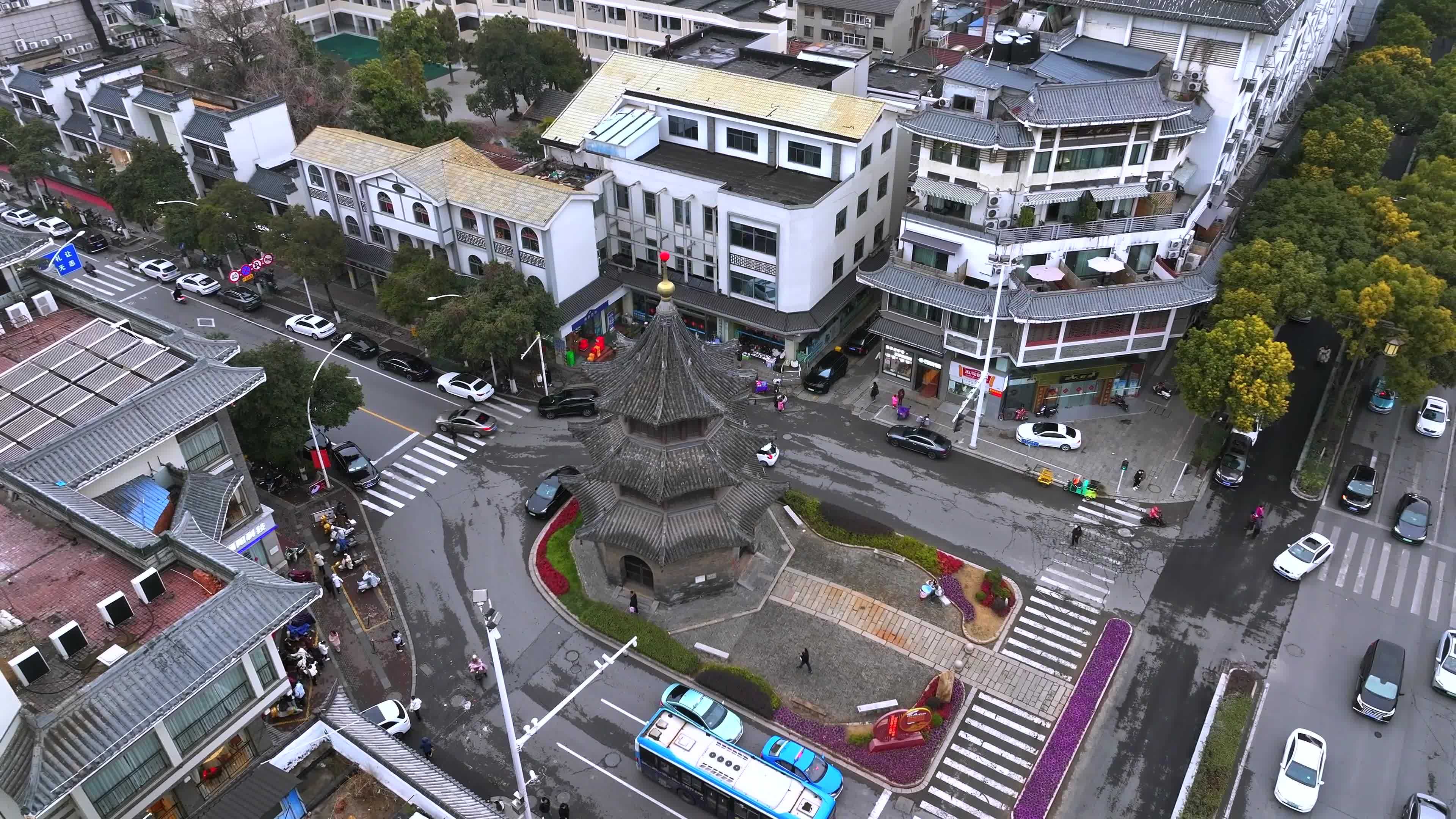 最全角度扬州四望亭过年航拍视频素材画面2