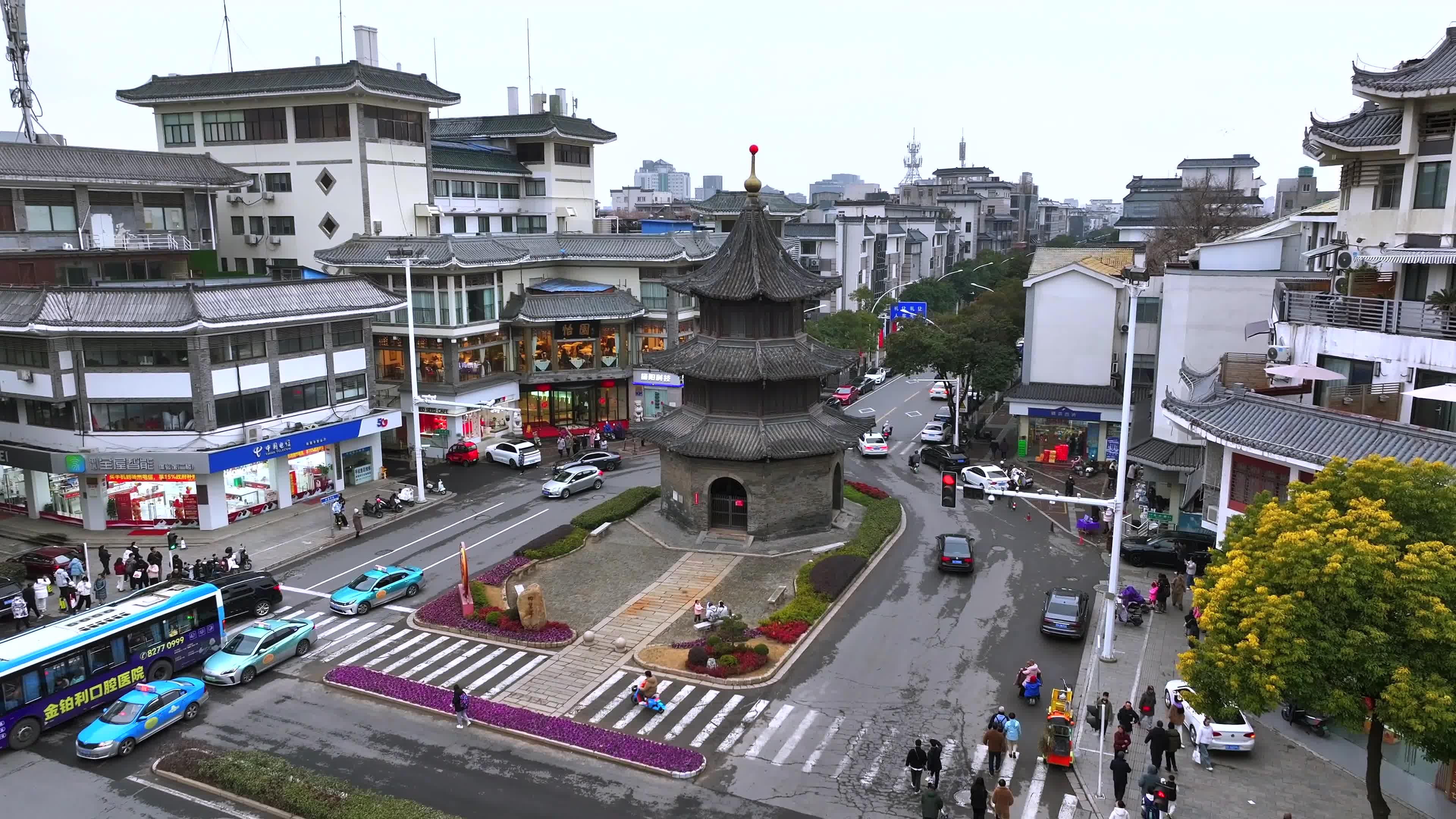 最全角度扬州四望亭过年航拍视频素材画面4