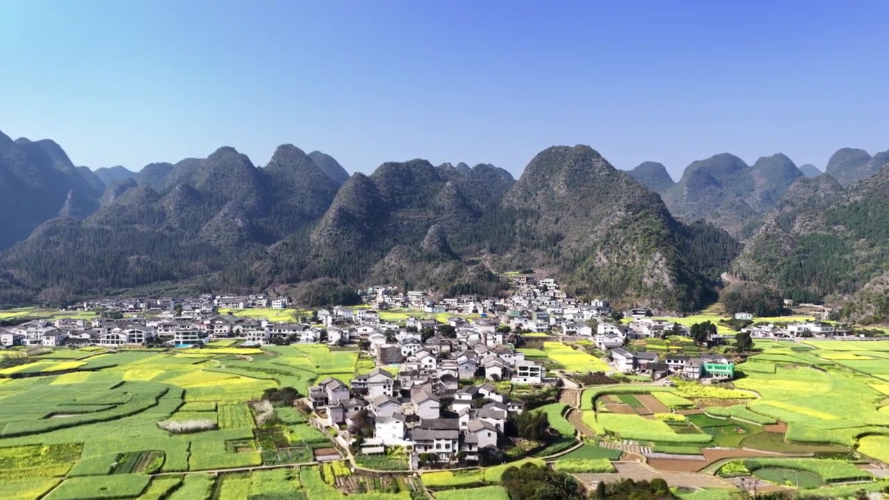 贵州万峰林八卦田航拍视频素材画面3