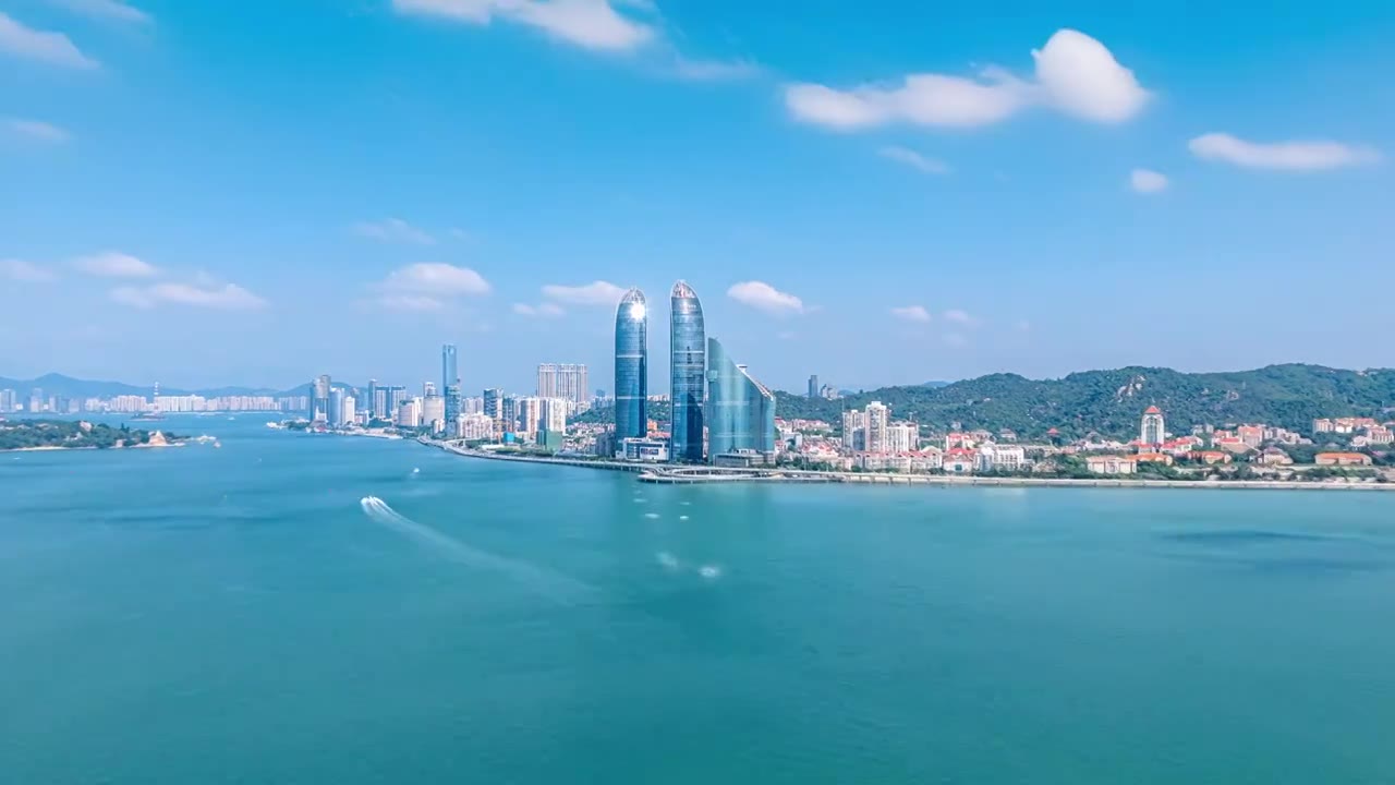 厦门城市航拍 厦门地标 厦门双子塔视频素材画面1