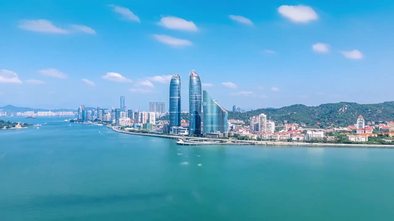 厦门城市航拍 厦门地标 厦门双子塔视频素材画面3